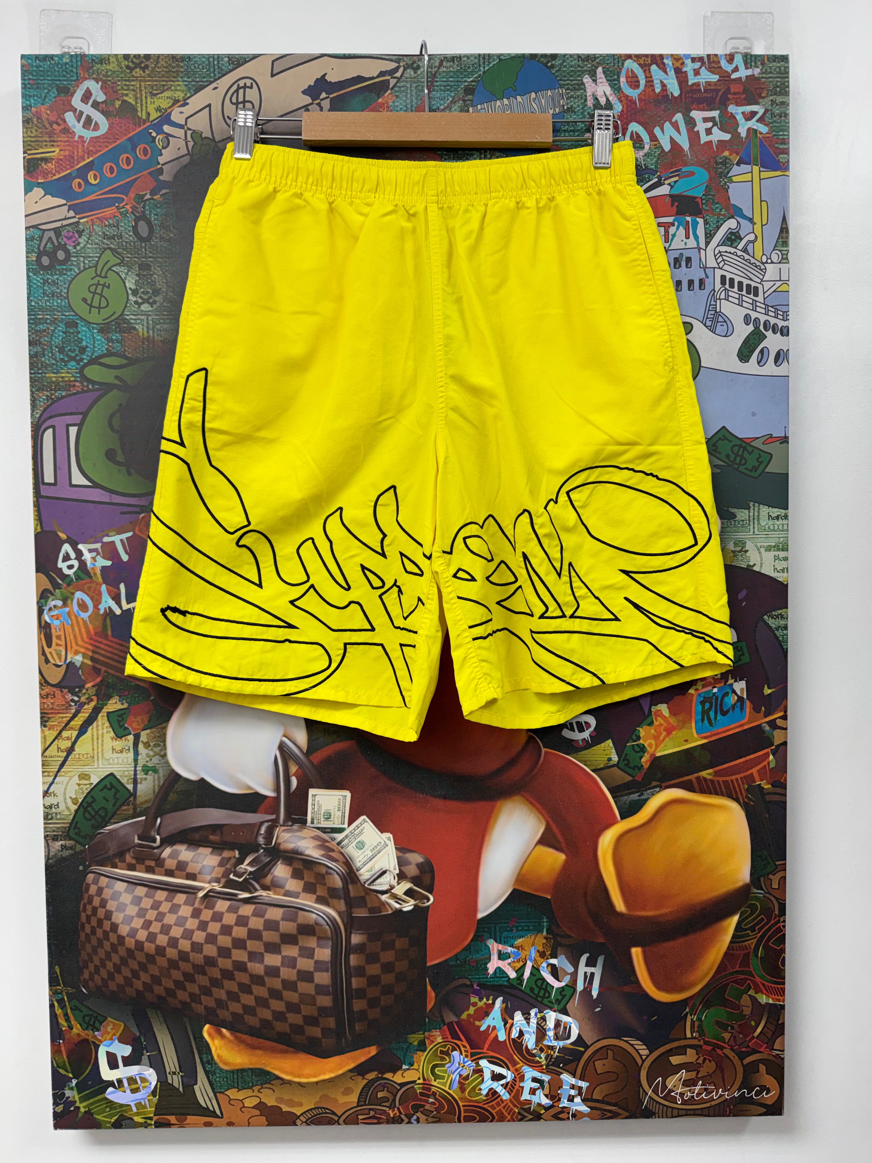 Supreme Yellow Black Nylon Old English Shorts
