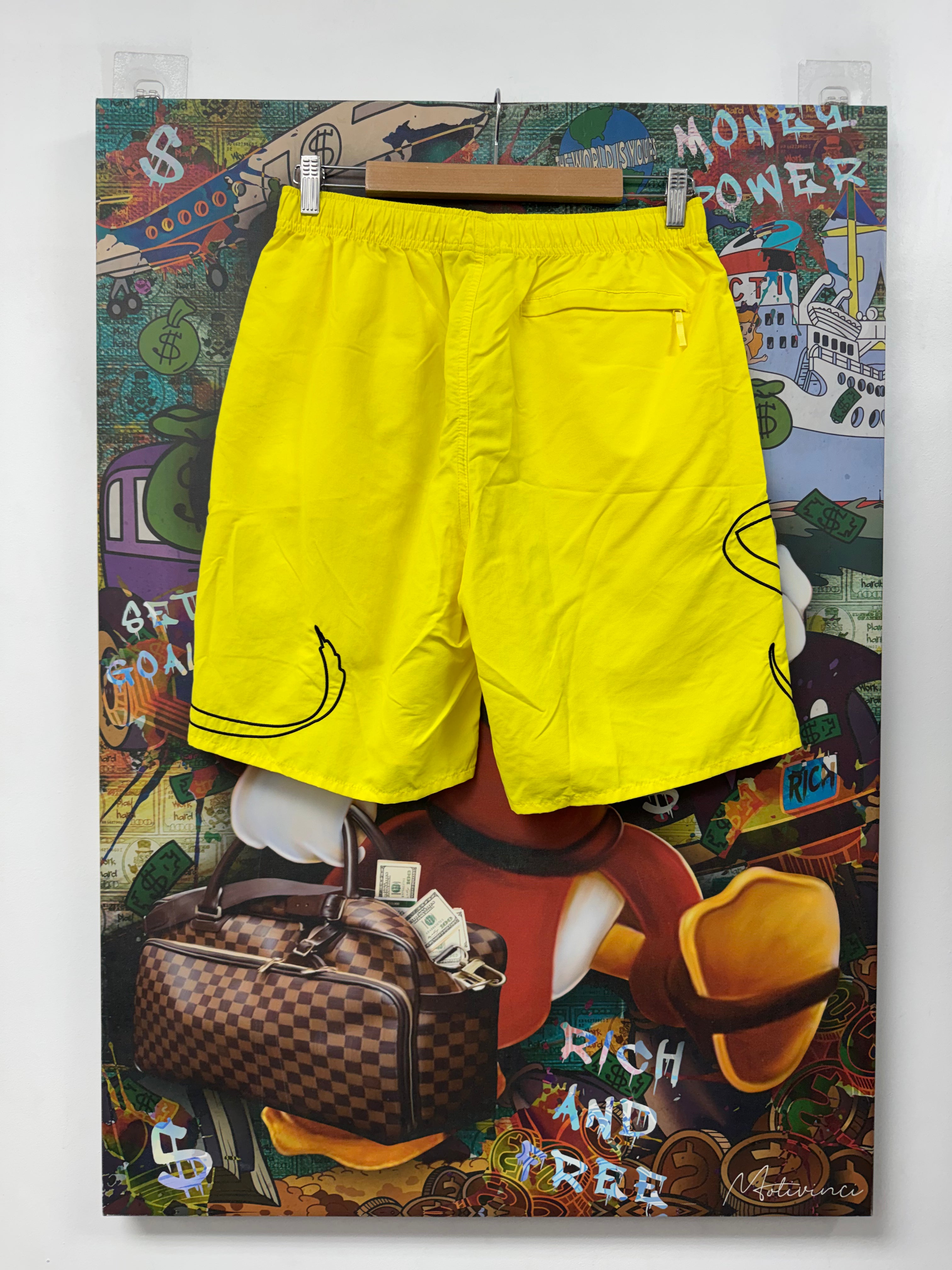 Supreme Yellow Black Nylon Old English Shorts