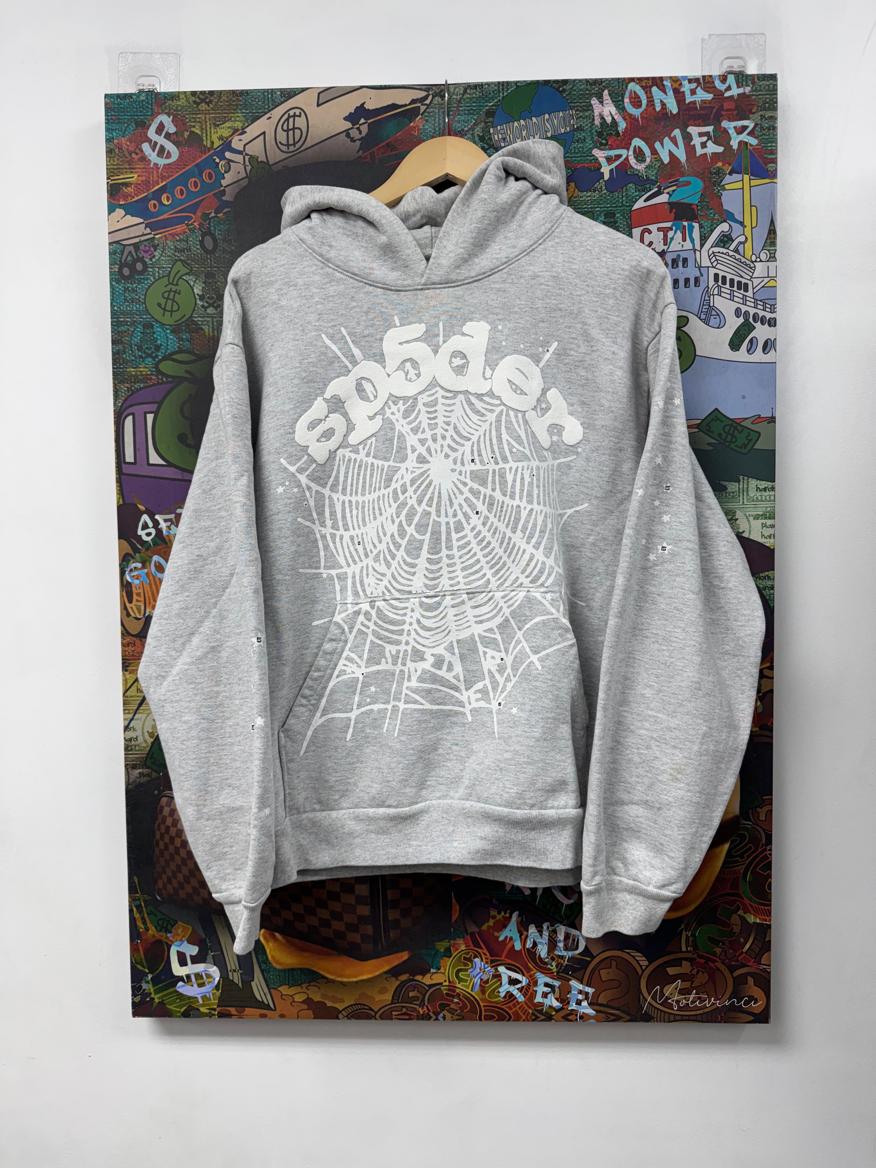 Sp5der Grey OG Web Hoodie