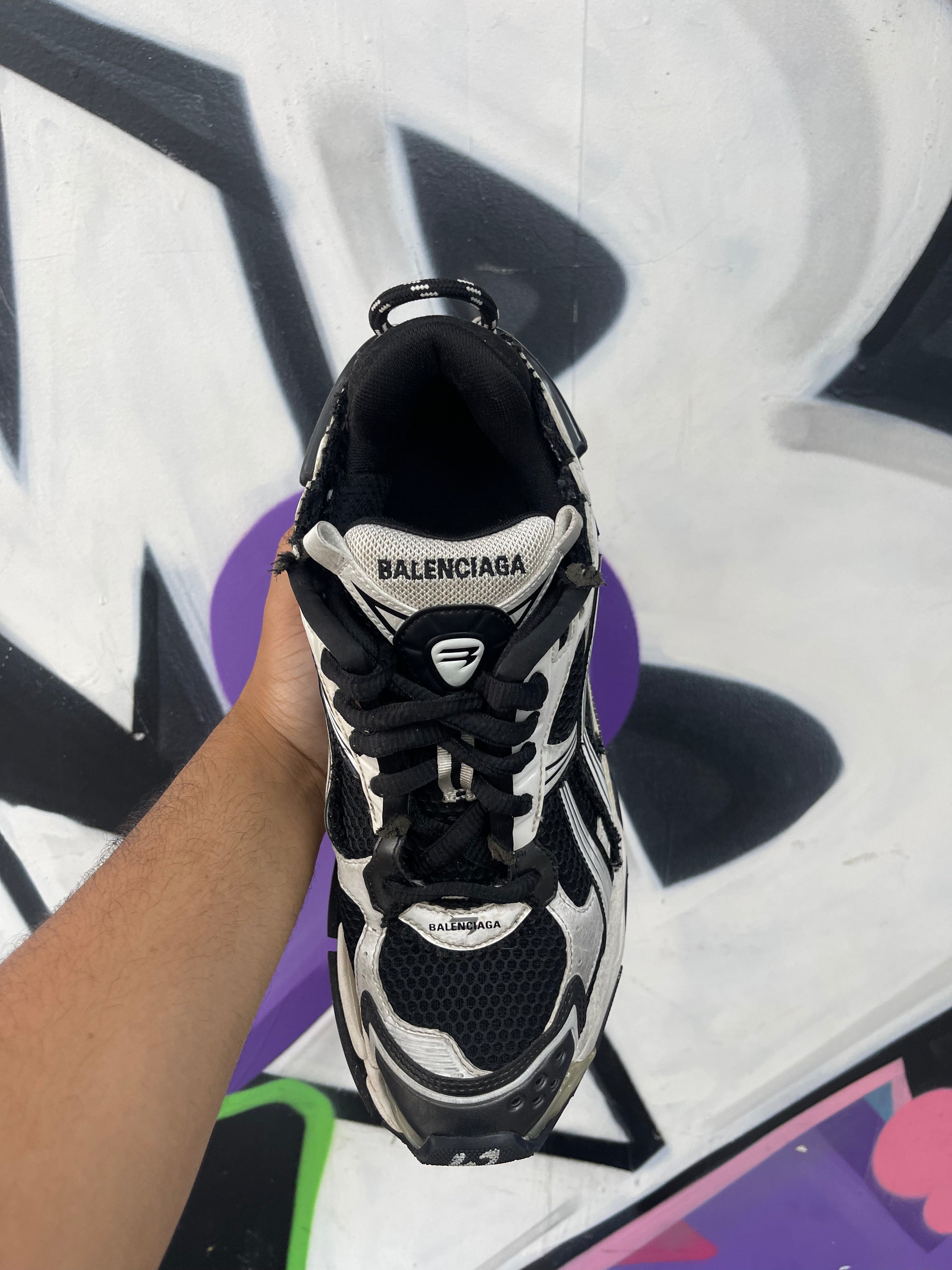 Balenciaga Black White Runner Sneakers