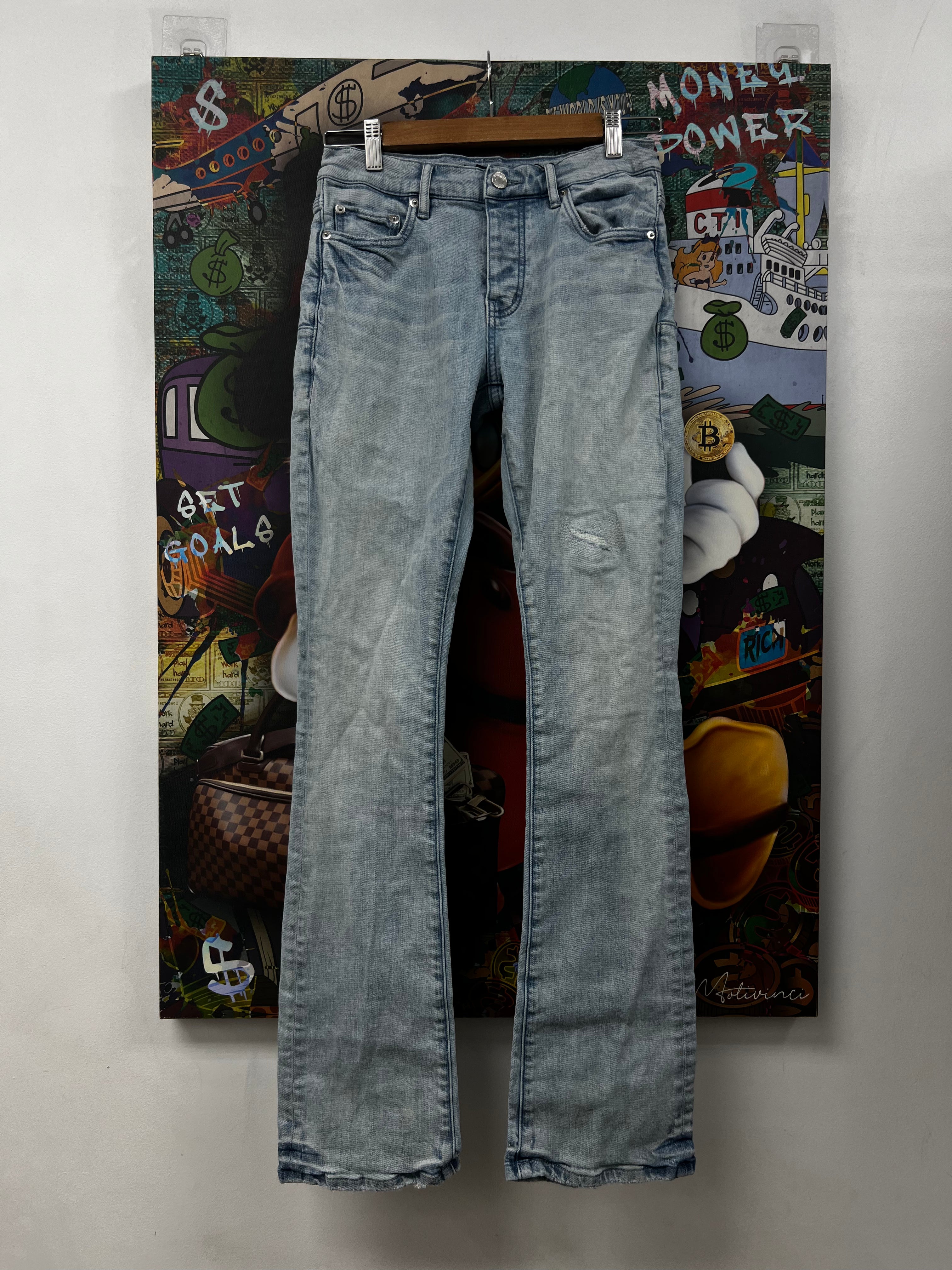 Purple Brand Light Wash White P004 Jeans