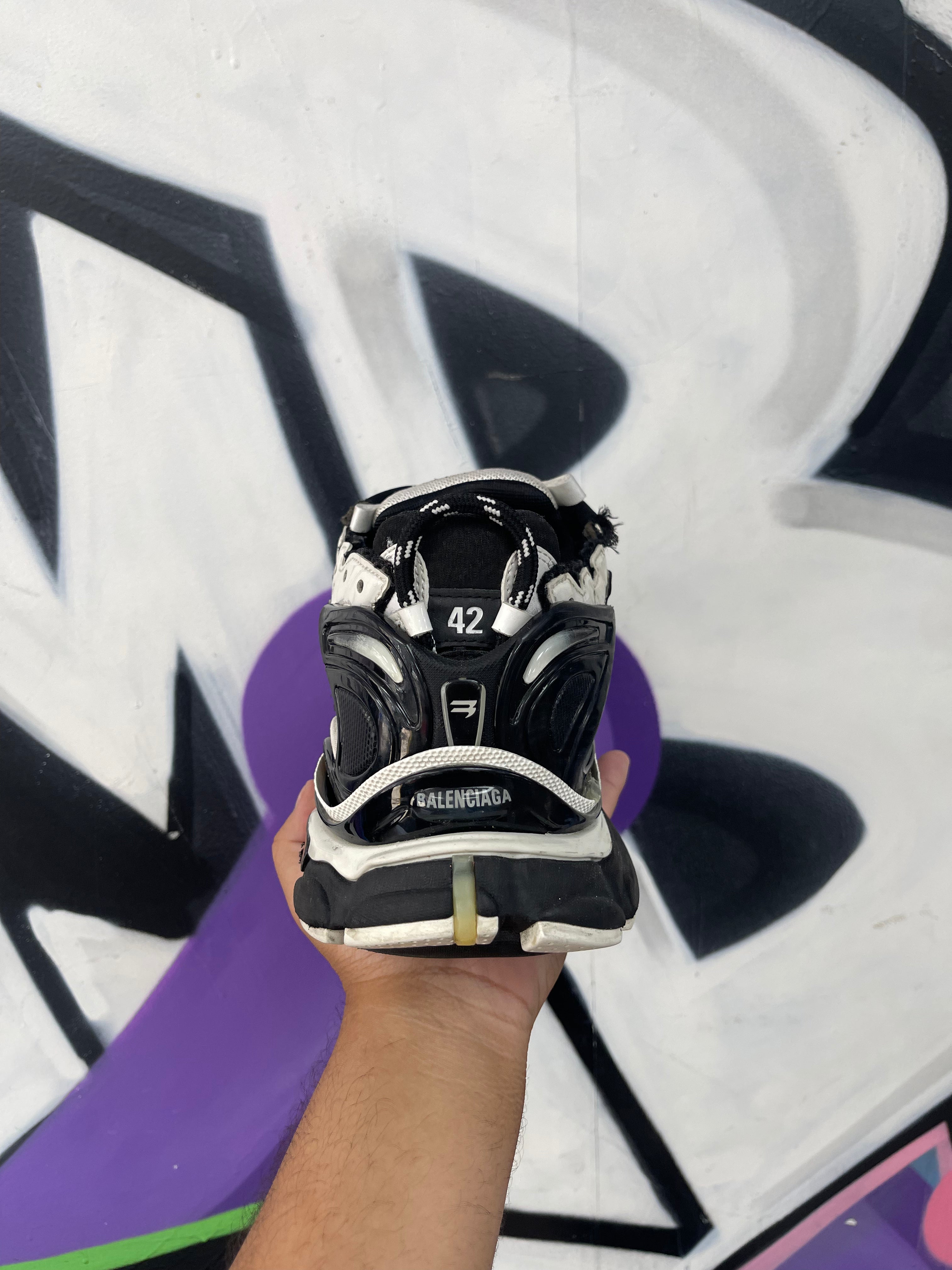 Balenciaga Black White Runner Sneakers
