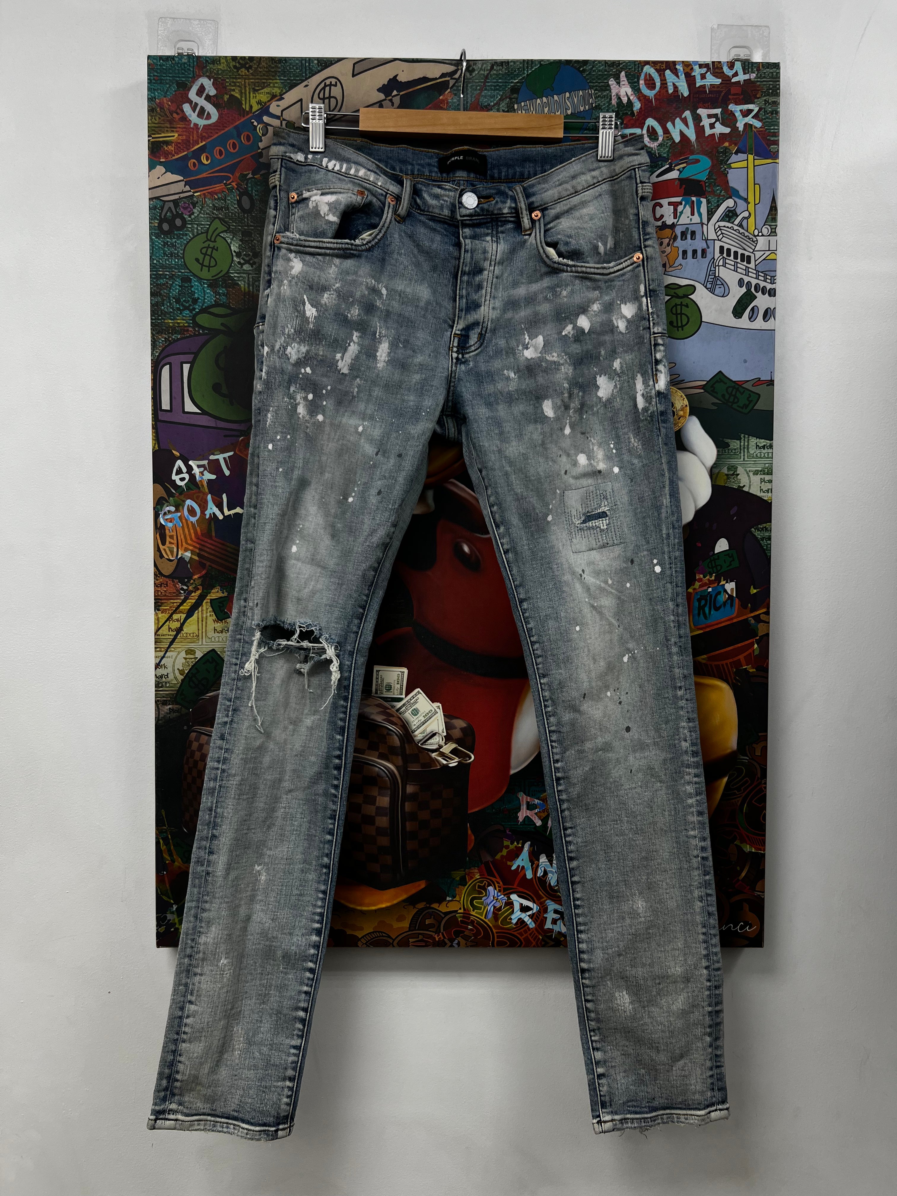 Purple Brand Light Wash Splatter 001 Jeans