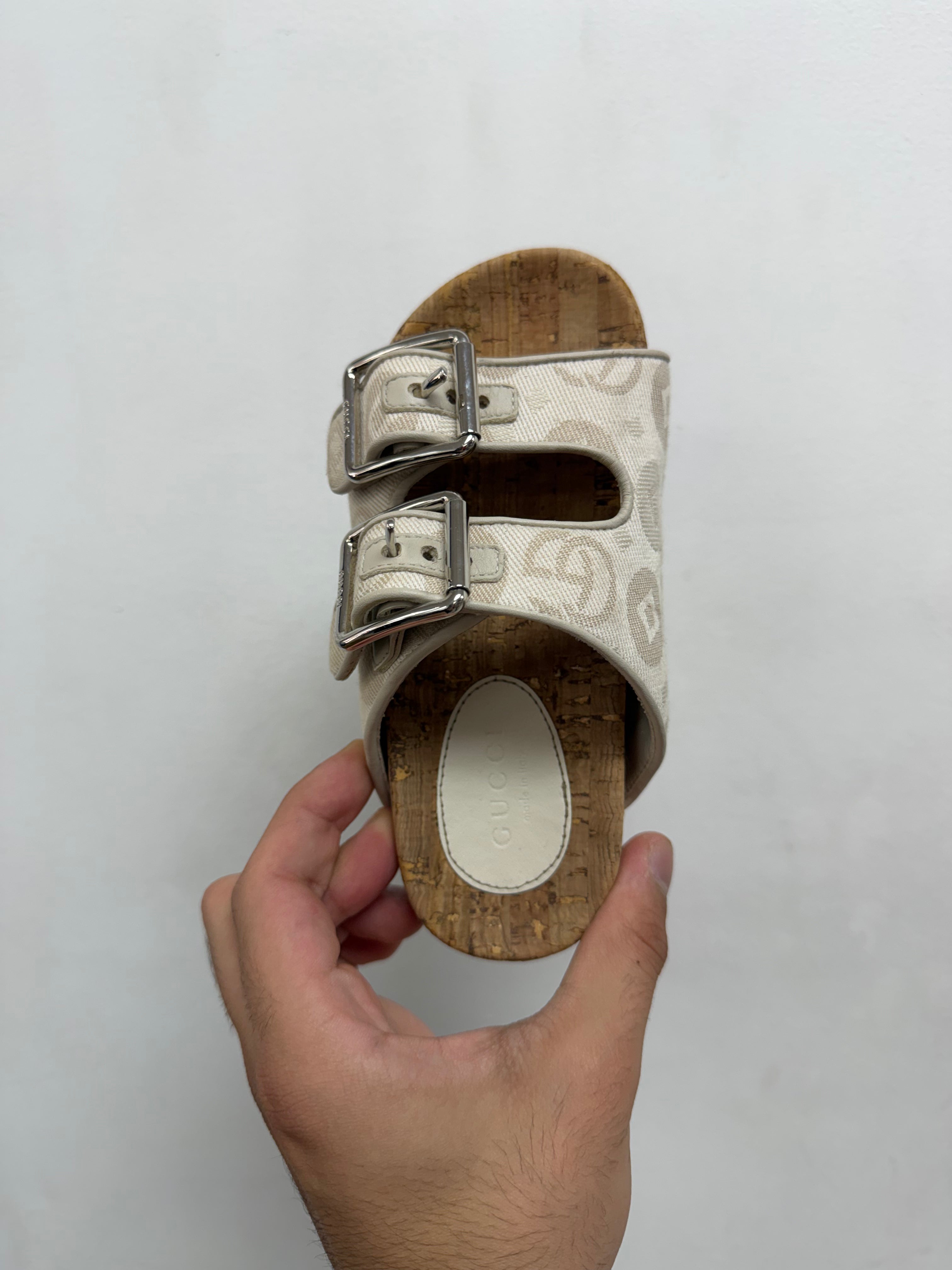 Gucci Tan GG Monogram Sandals