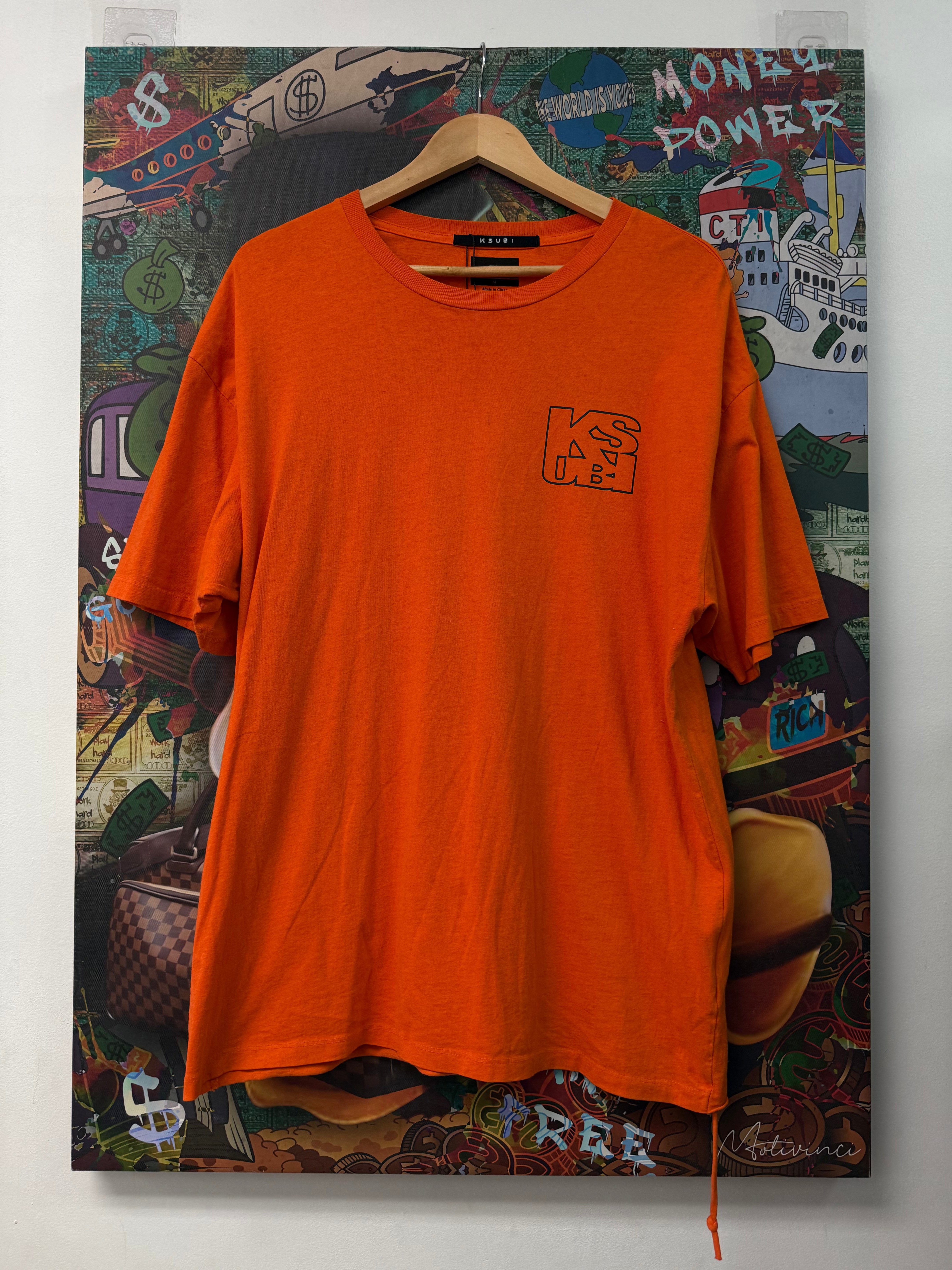 Ksubi Orange Black Logo Tee