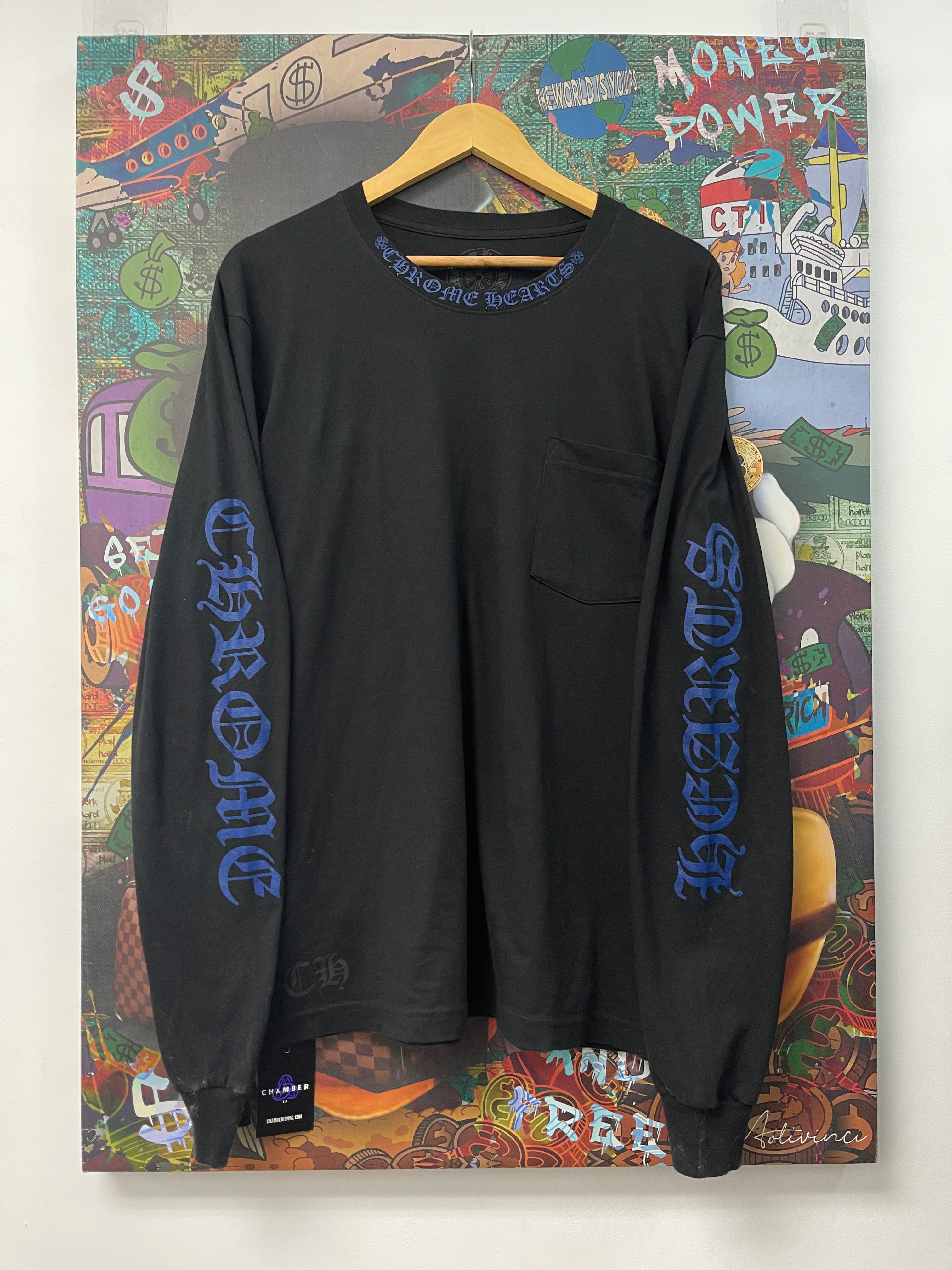 Chrome Hearts Black Blue Neck Logo Long Sleeve