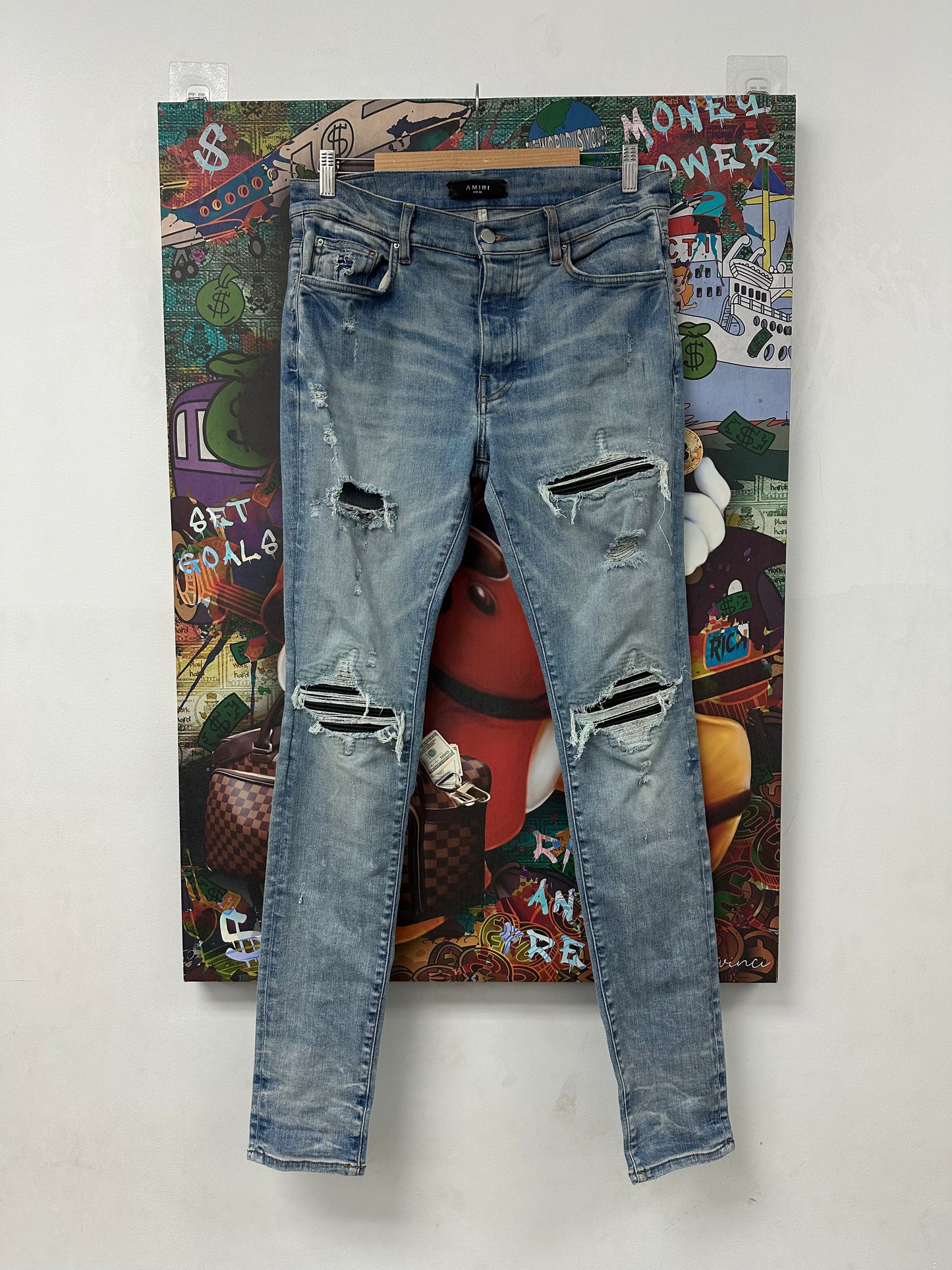 Amiri Jeans MX1 Light Wash Black Patch Used 32 N/A