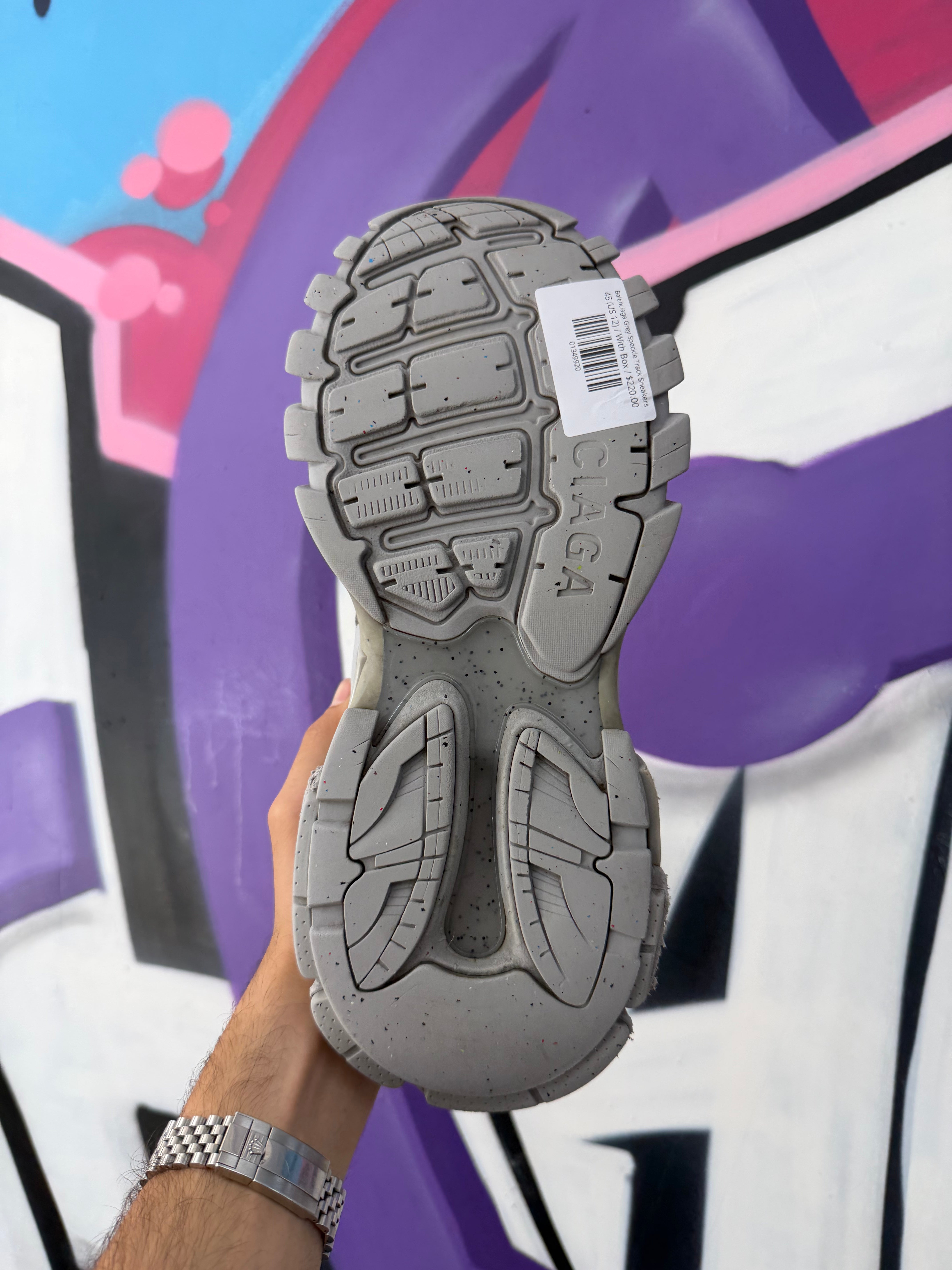 Balenciaga Grey Speckle Track Sneakers