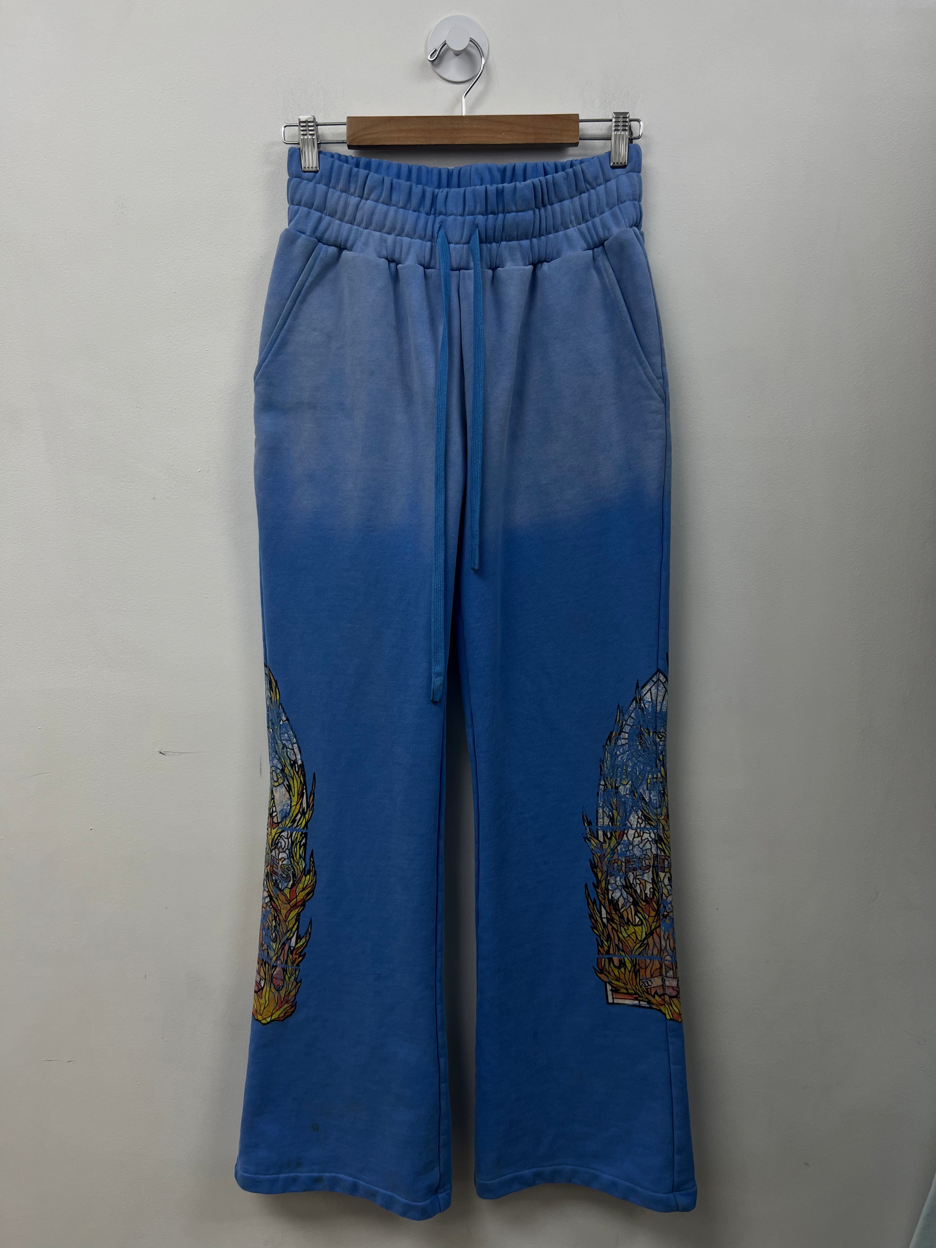 Who Decides War Baby Blue Flames Sweats