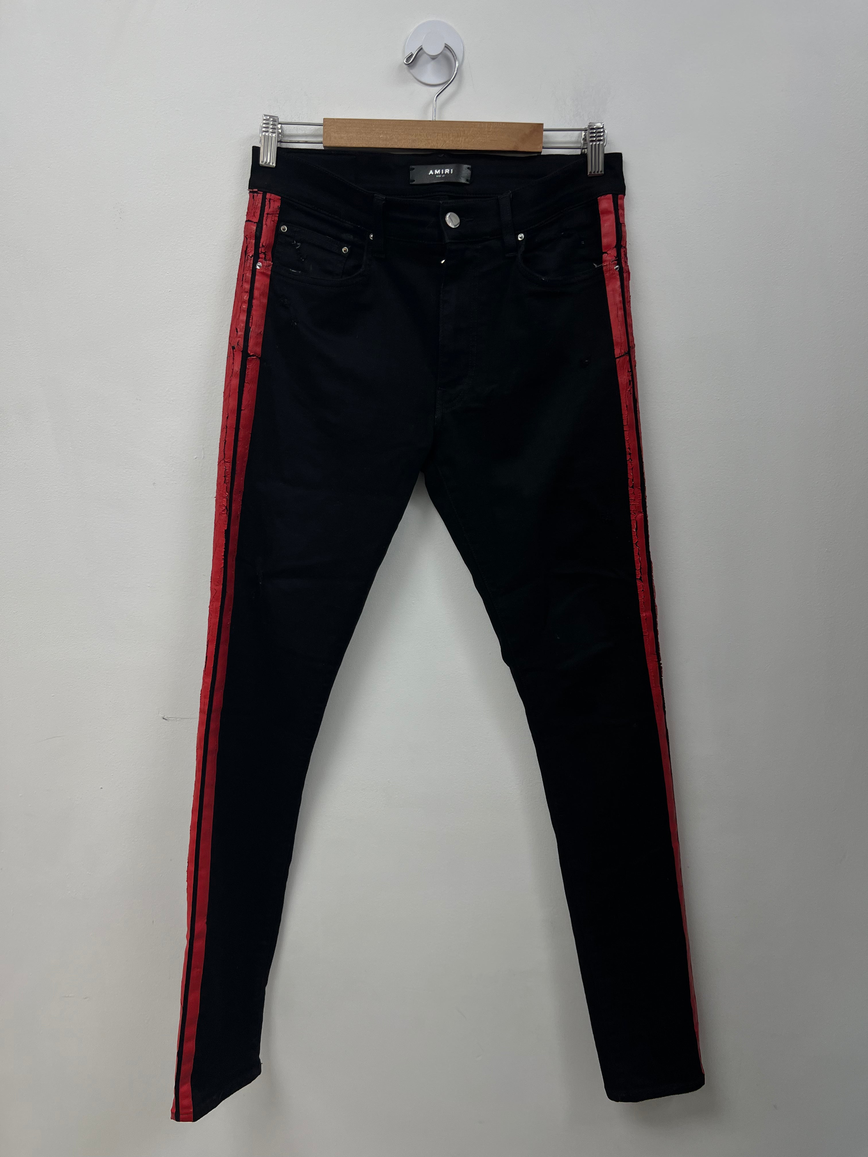 Amiri Black Red Stripe Jeans
