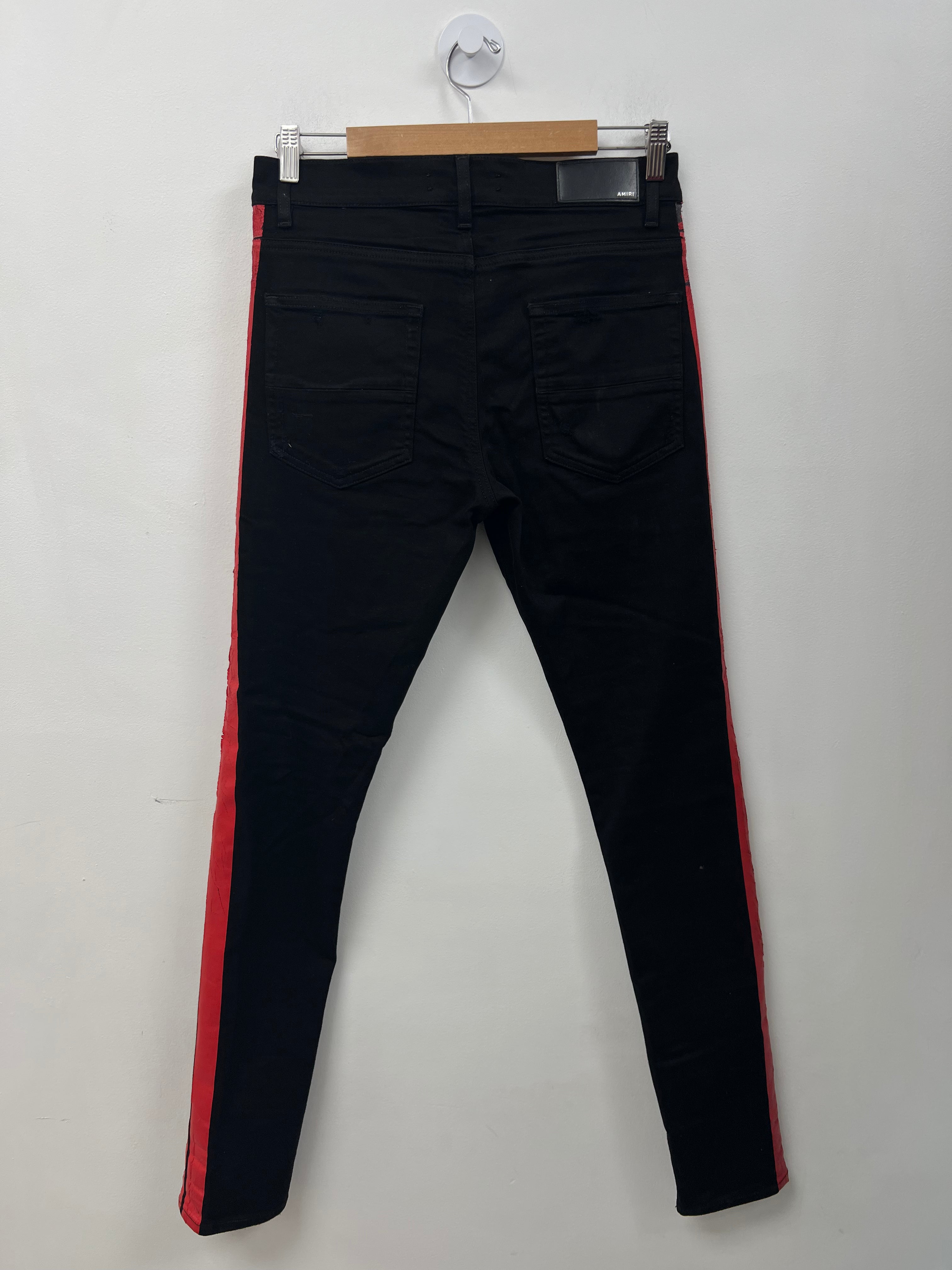 Amiri Black Red Stripe Jeans