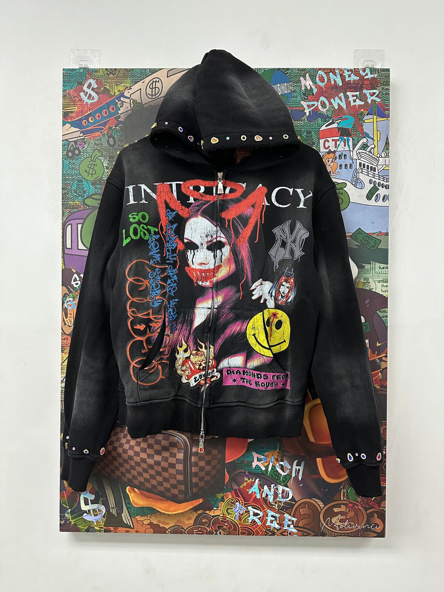 LOST Paper Magazine Zip Up Black Multi Used Medium N/A