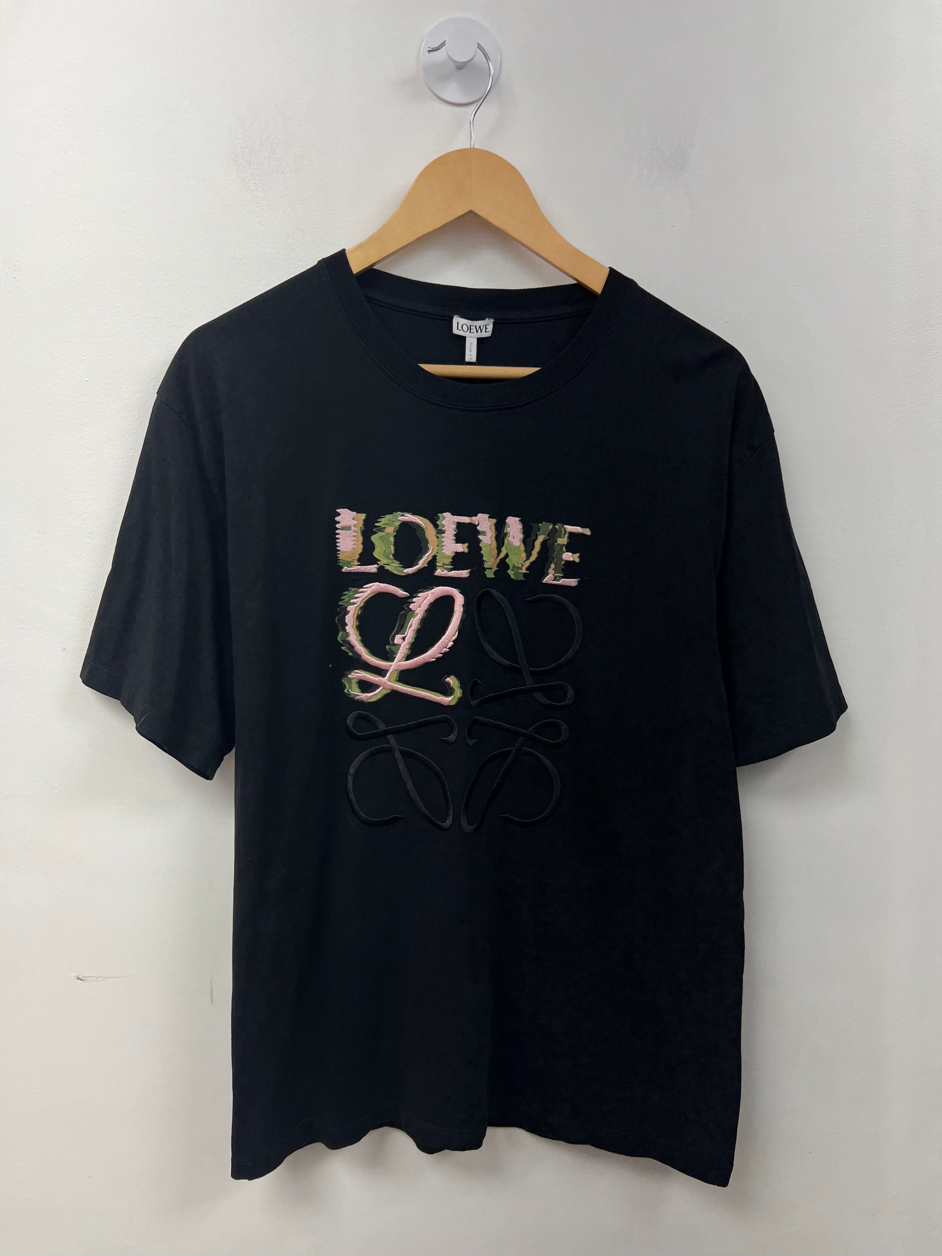 Loewe Black Pink Embroidered Tee