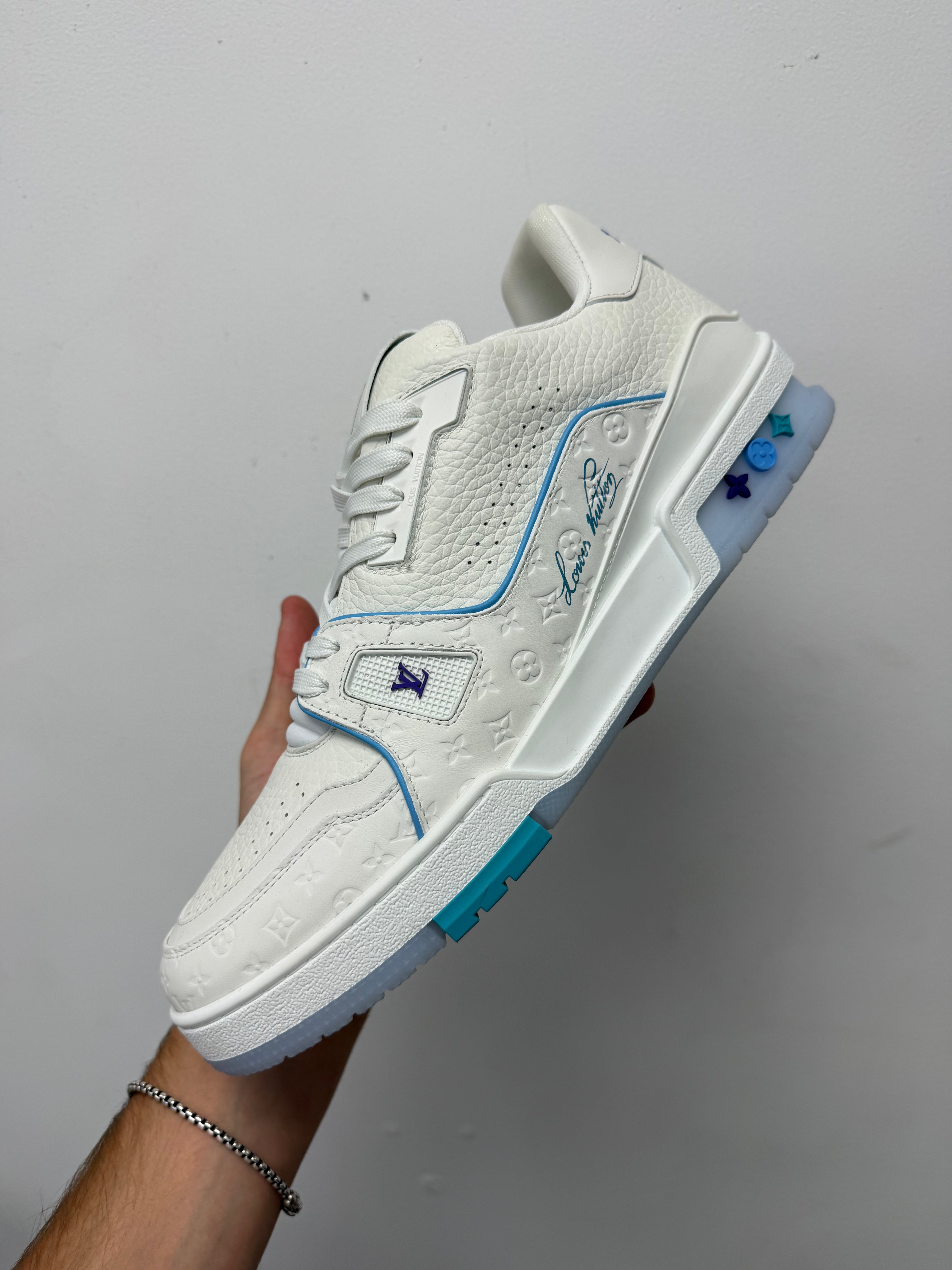 Louis Vuitton White Purple Teal Translucent Trainer Sneakers