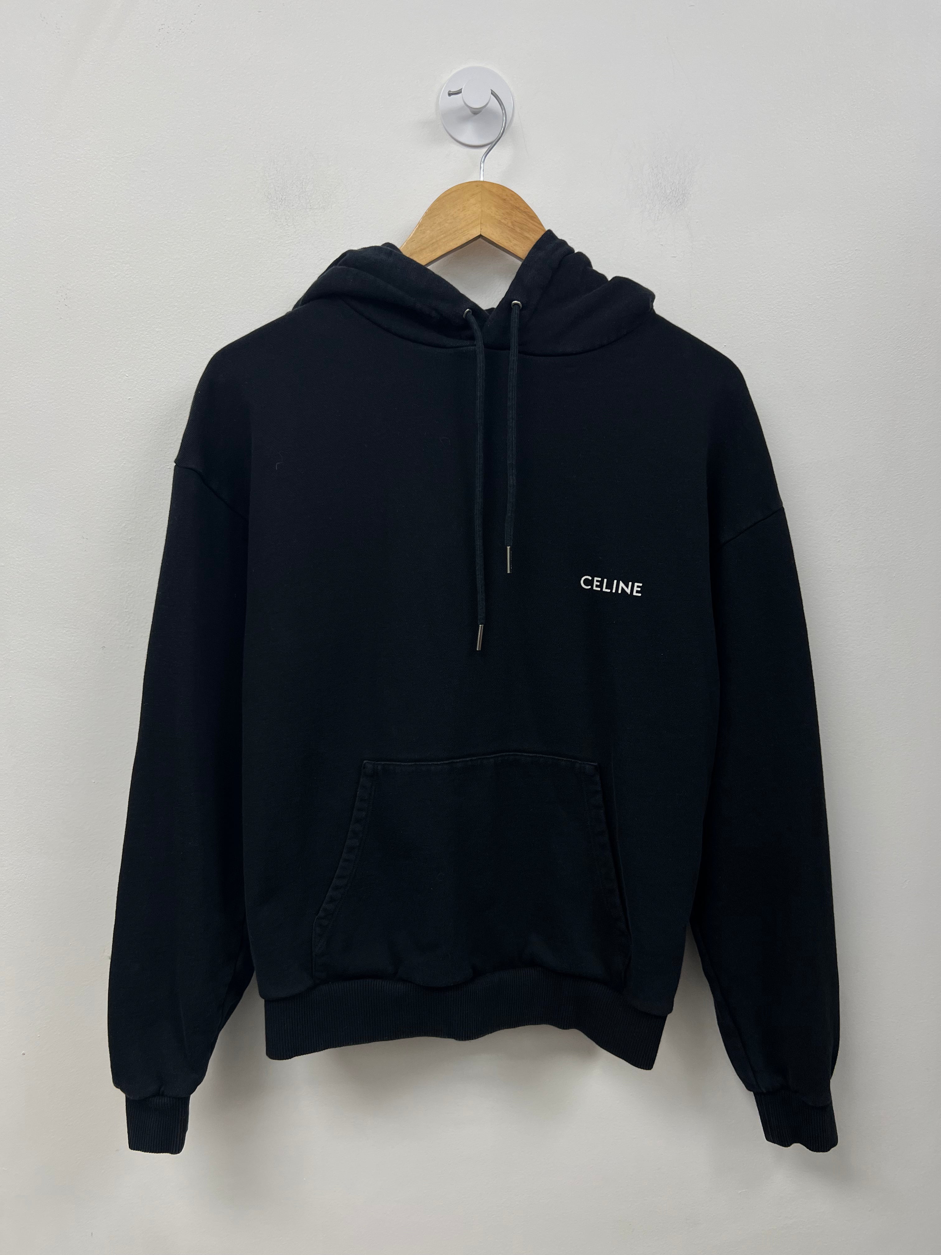 Celine Black White Small Logo Hoodie