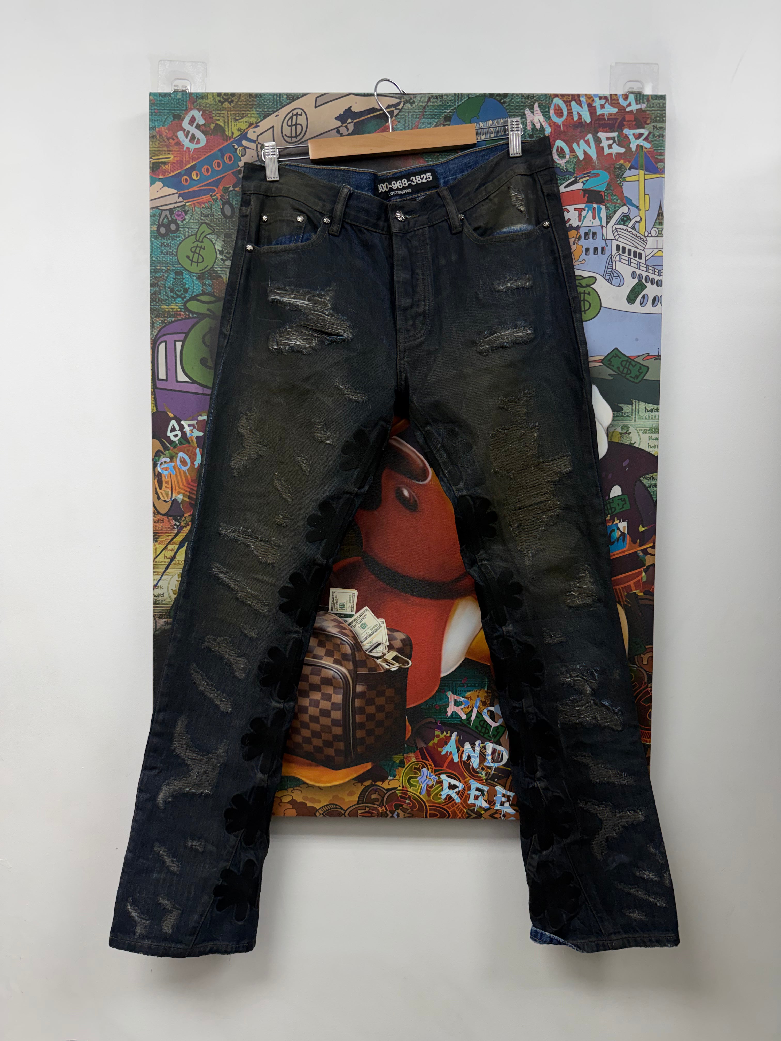 LOST SHDWS Navy Wax Jeans