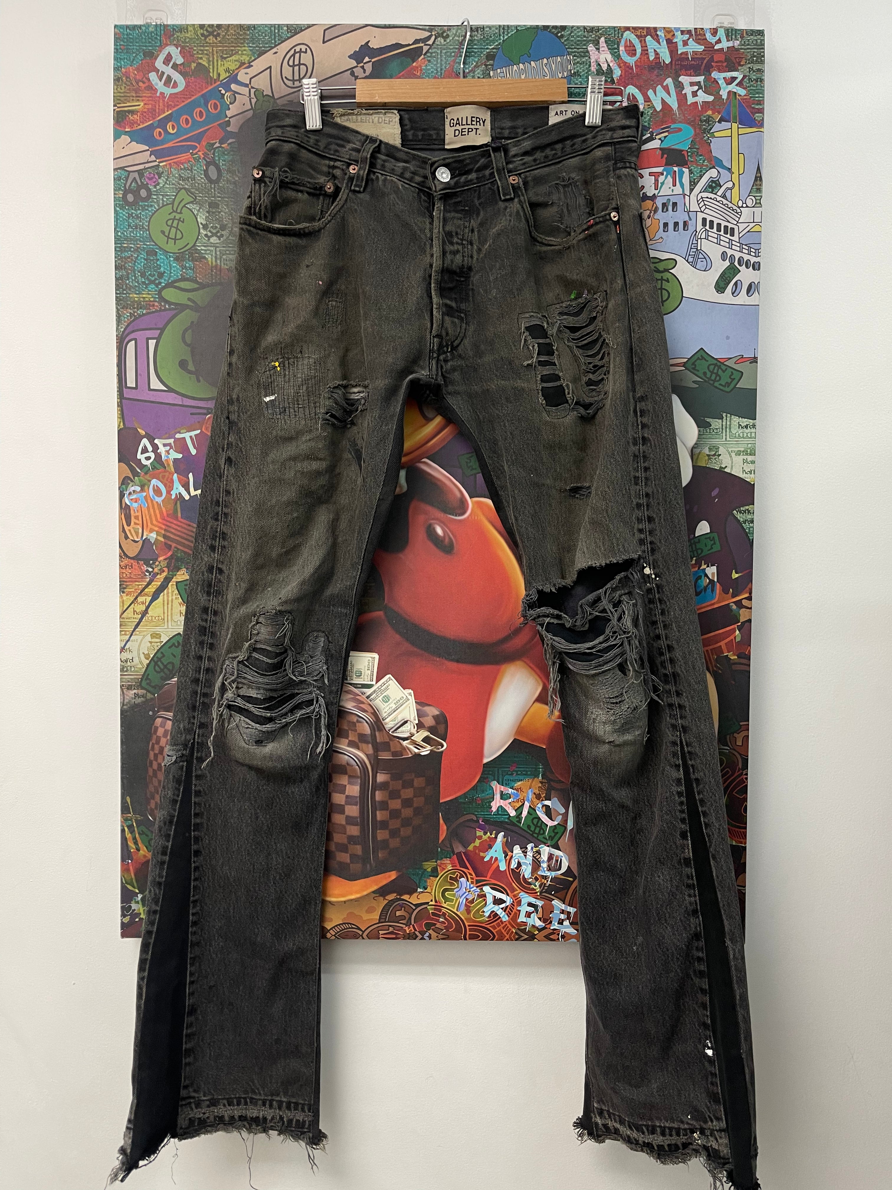 Gallery Dept Black Wash Distressed Jeans