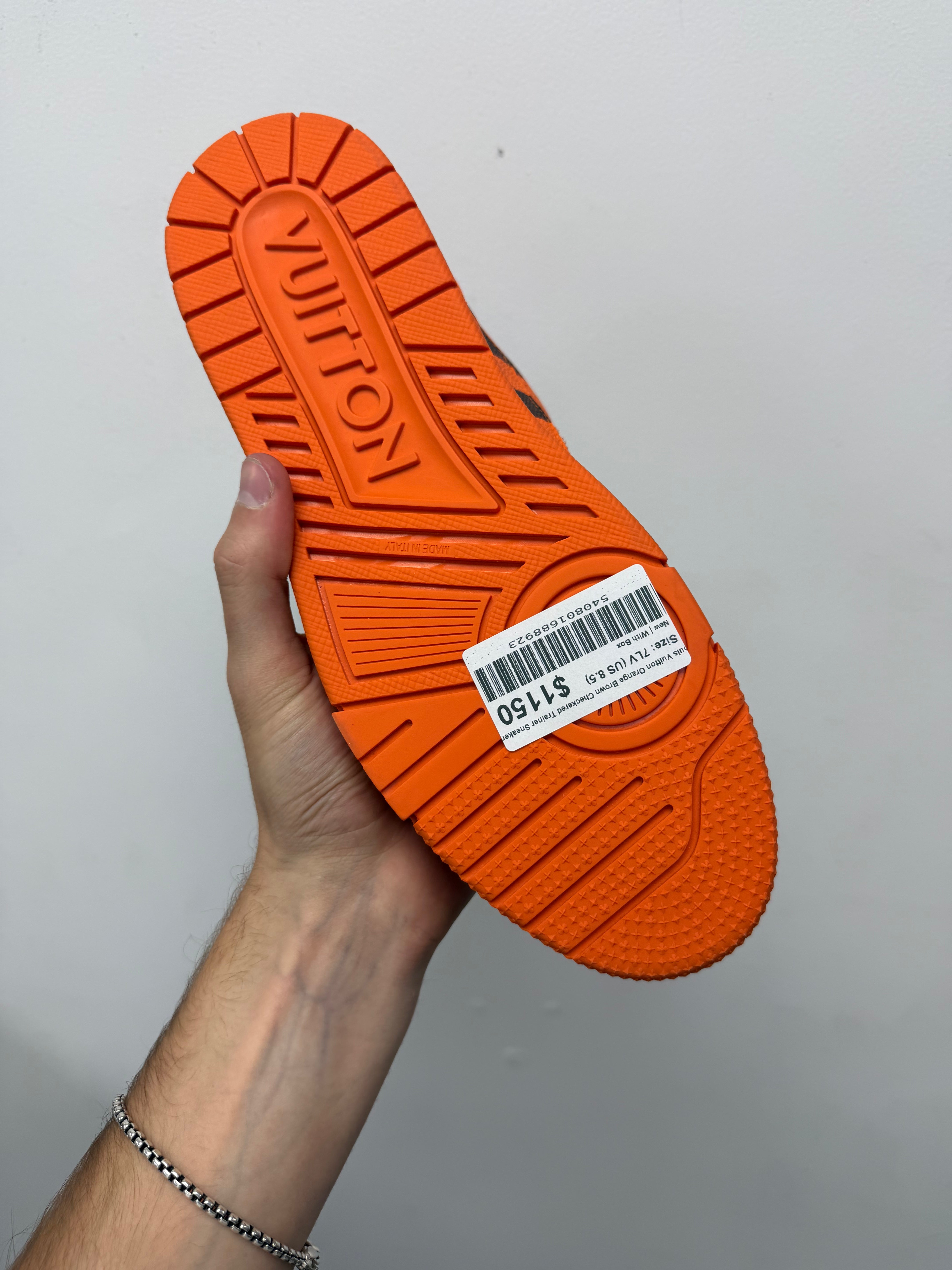 Louis Vuitton Orange Brown Checkered Trainer Sneakers