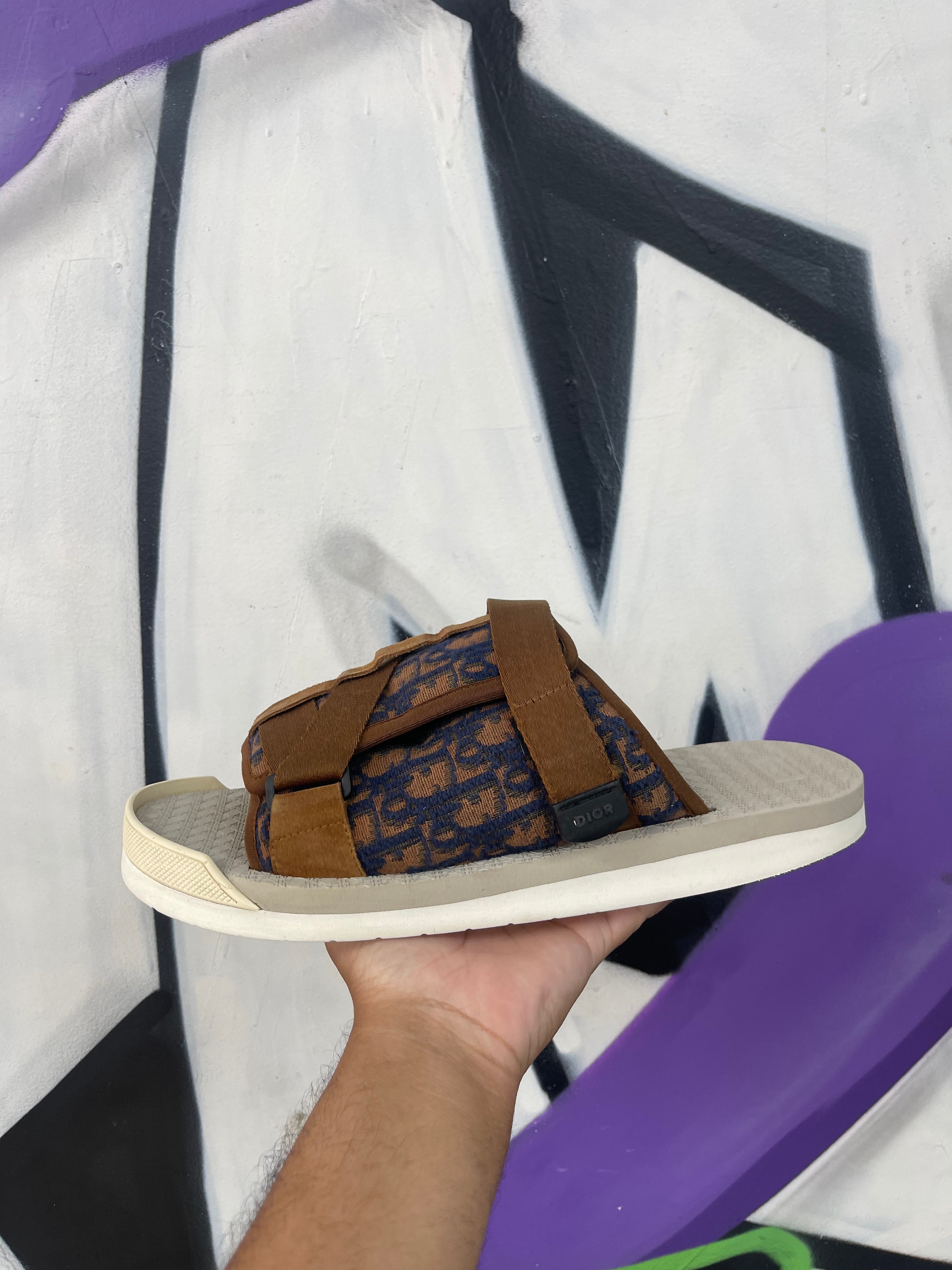 Dior Navy Brown Alpha Slides