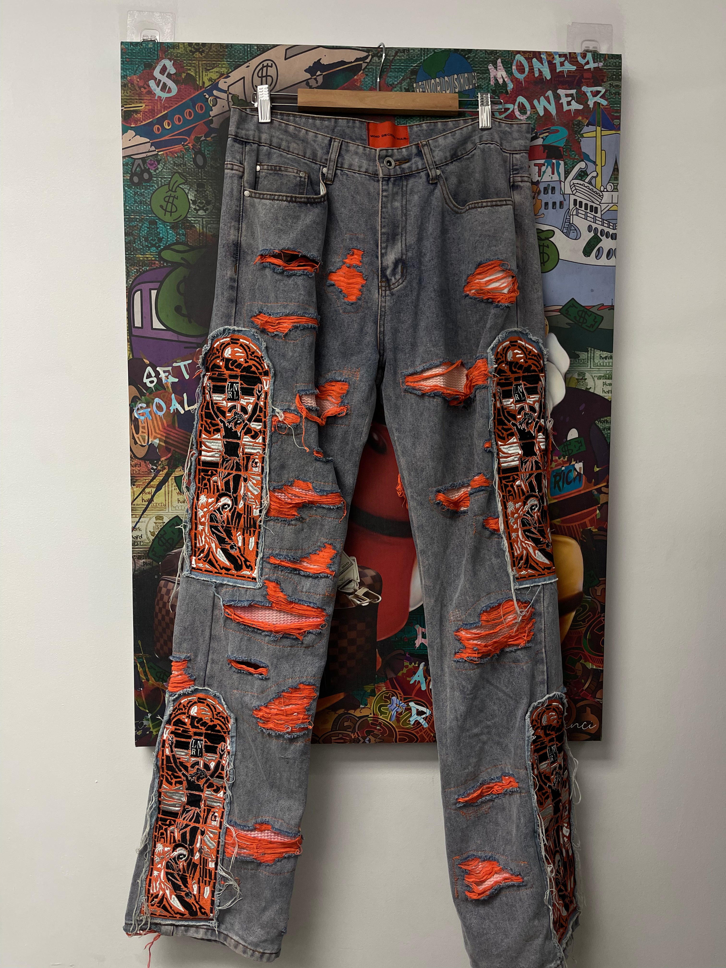 WDW Light Wash Orange Stained Glass Denim Used