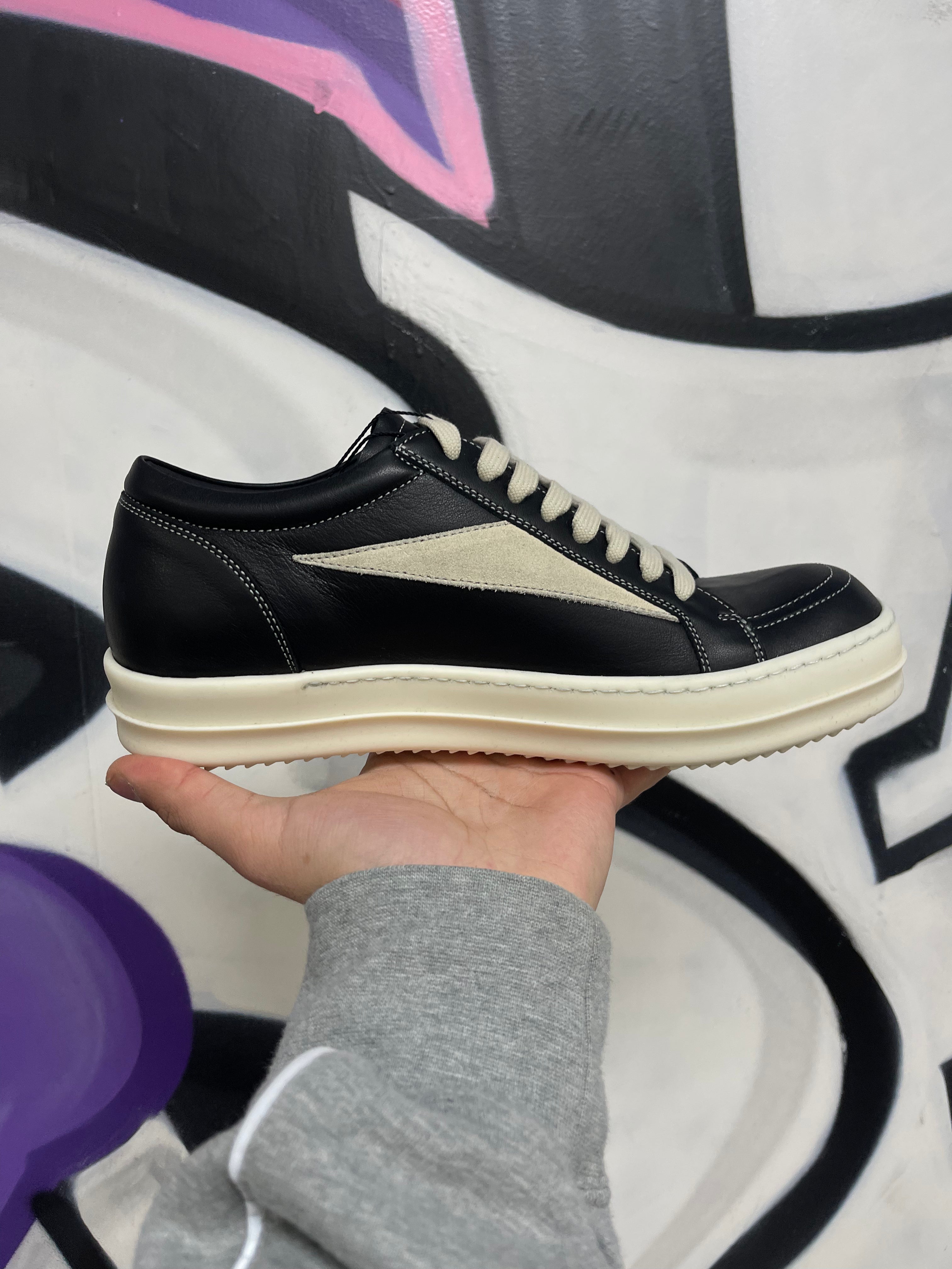 Rick Owens Mainline Vintage Low Black Milk Sneakers