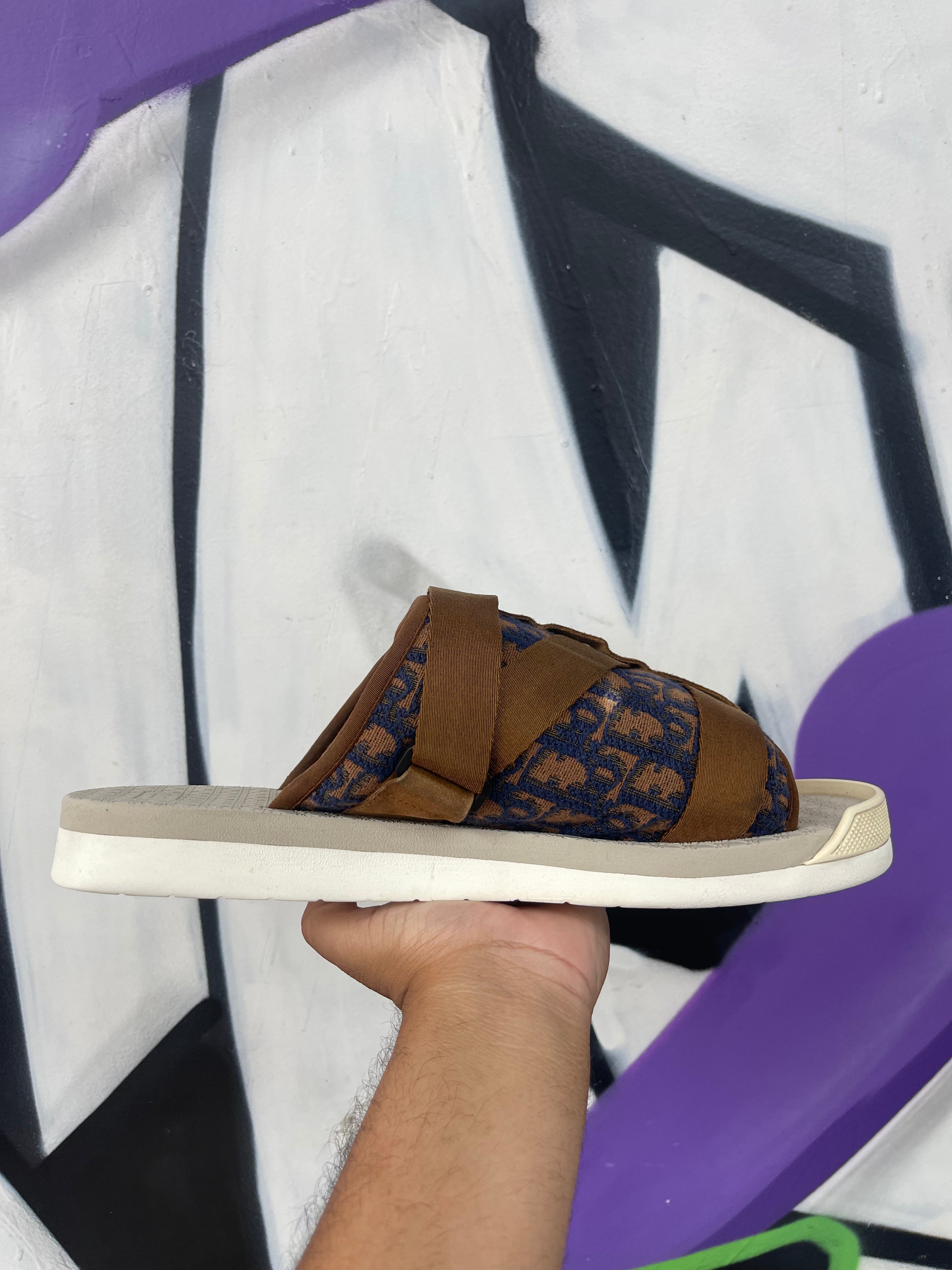 Dior Navy Brown Alpha Slides