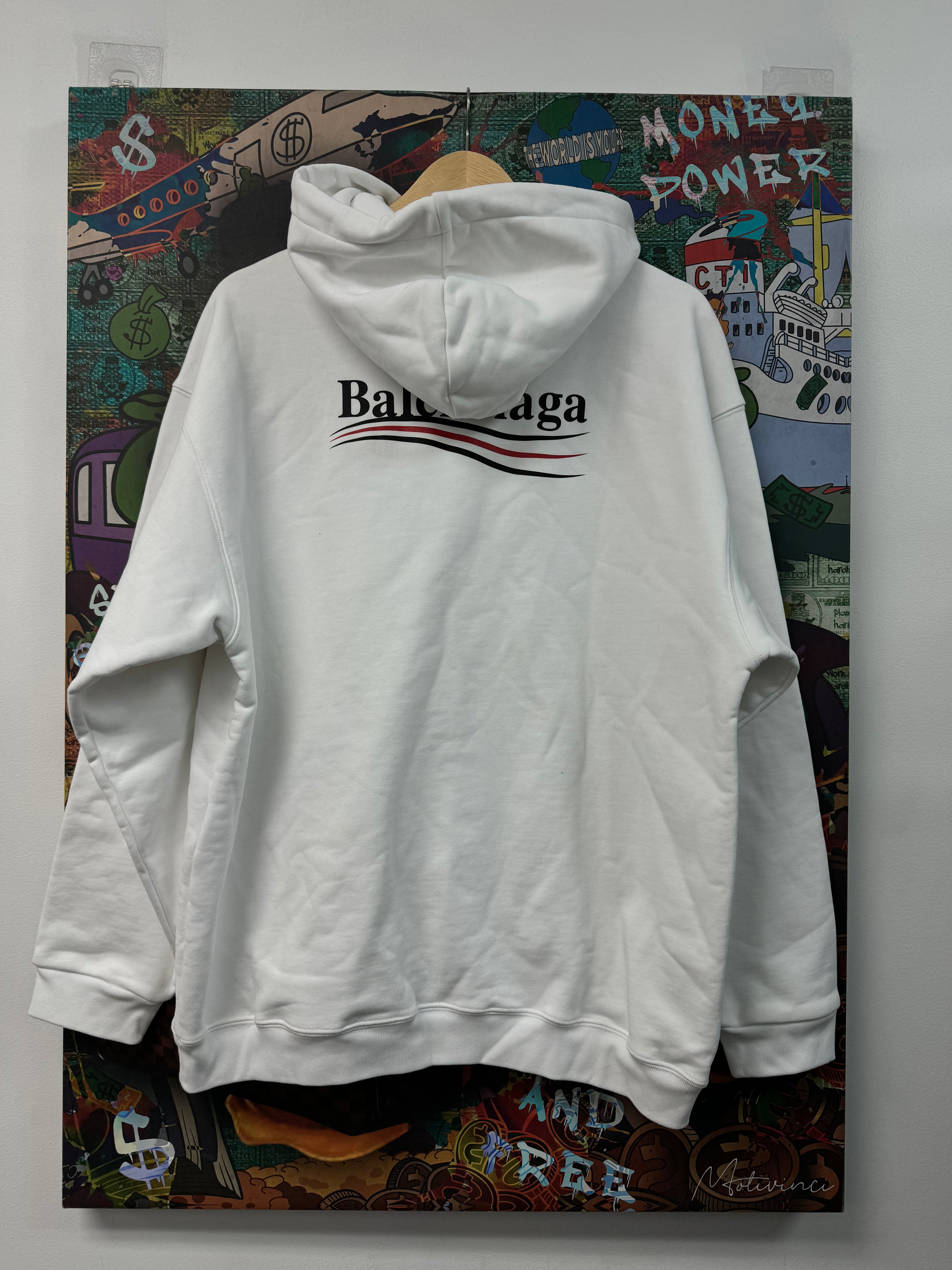 Balenciaga White Campaign Logo Hoodie