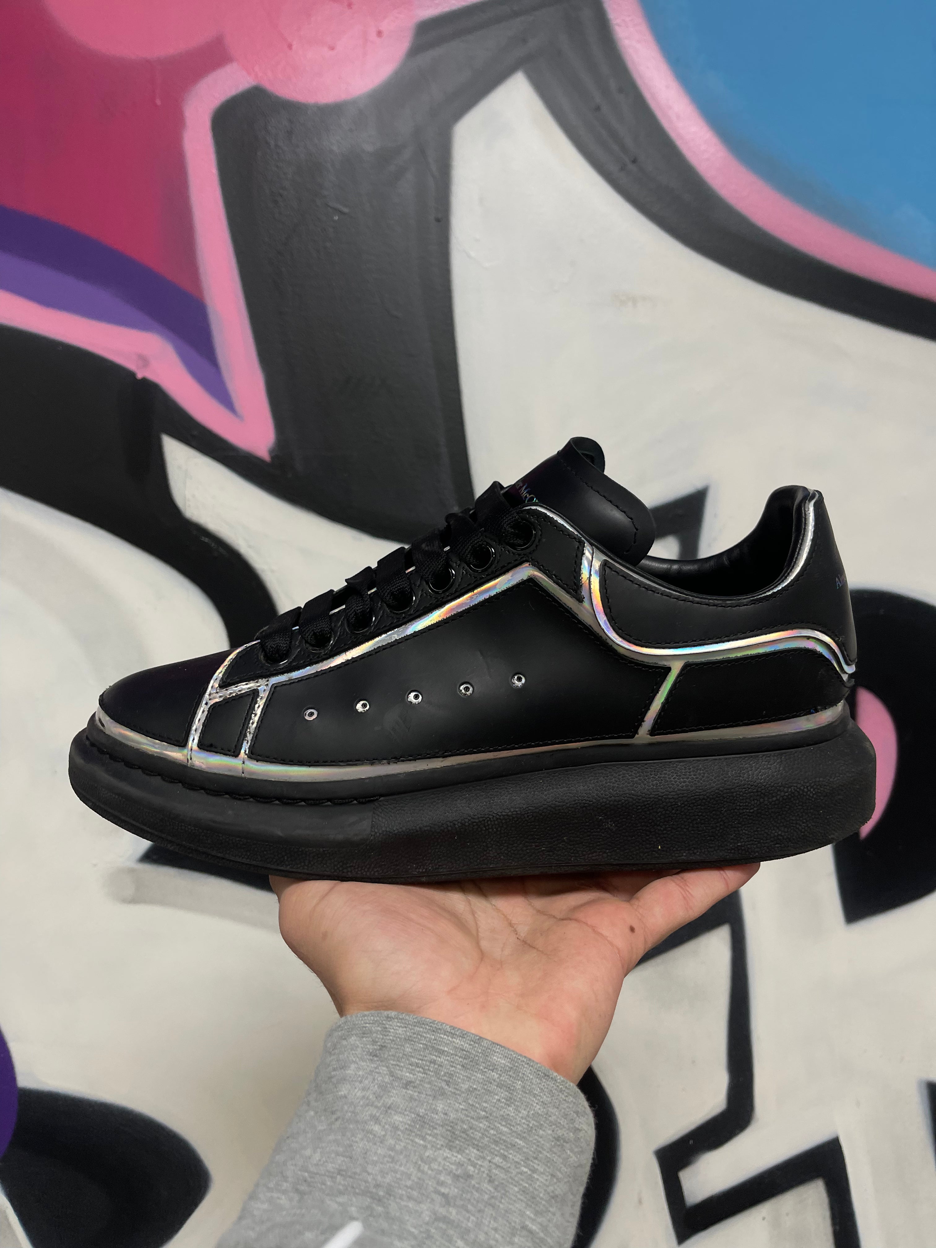 Alexander Mcqueen Black Monochrome Outline Oversized Sneakers