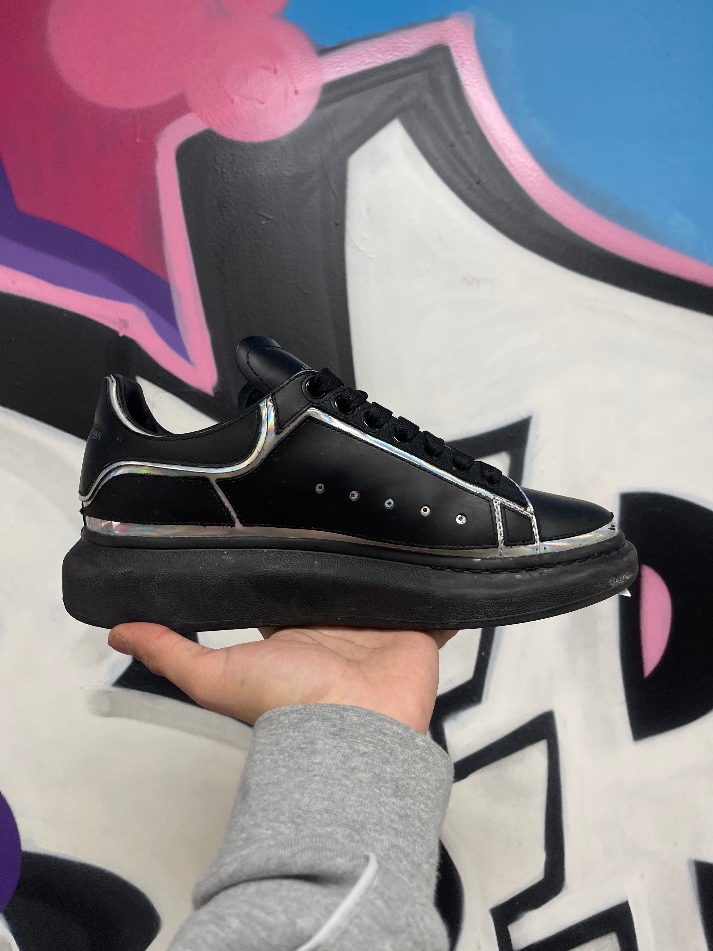 Alexander Mcqueen Black Monochrome Outline Oversized Sneakers