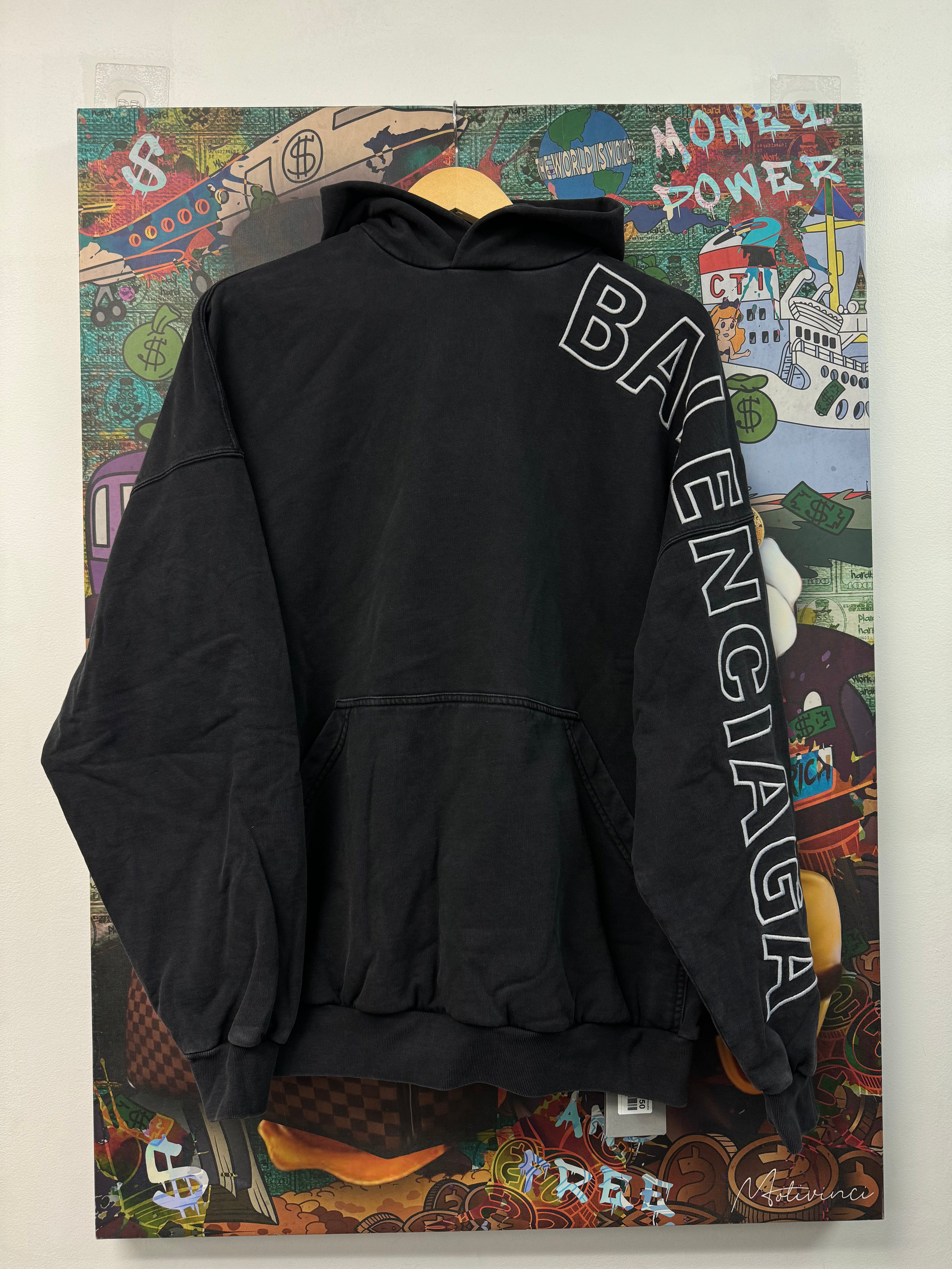 Balenciaga Black Wash Arm Logo (1) Hoodie