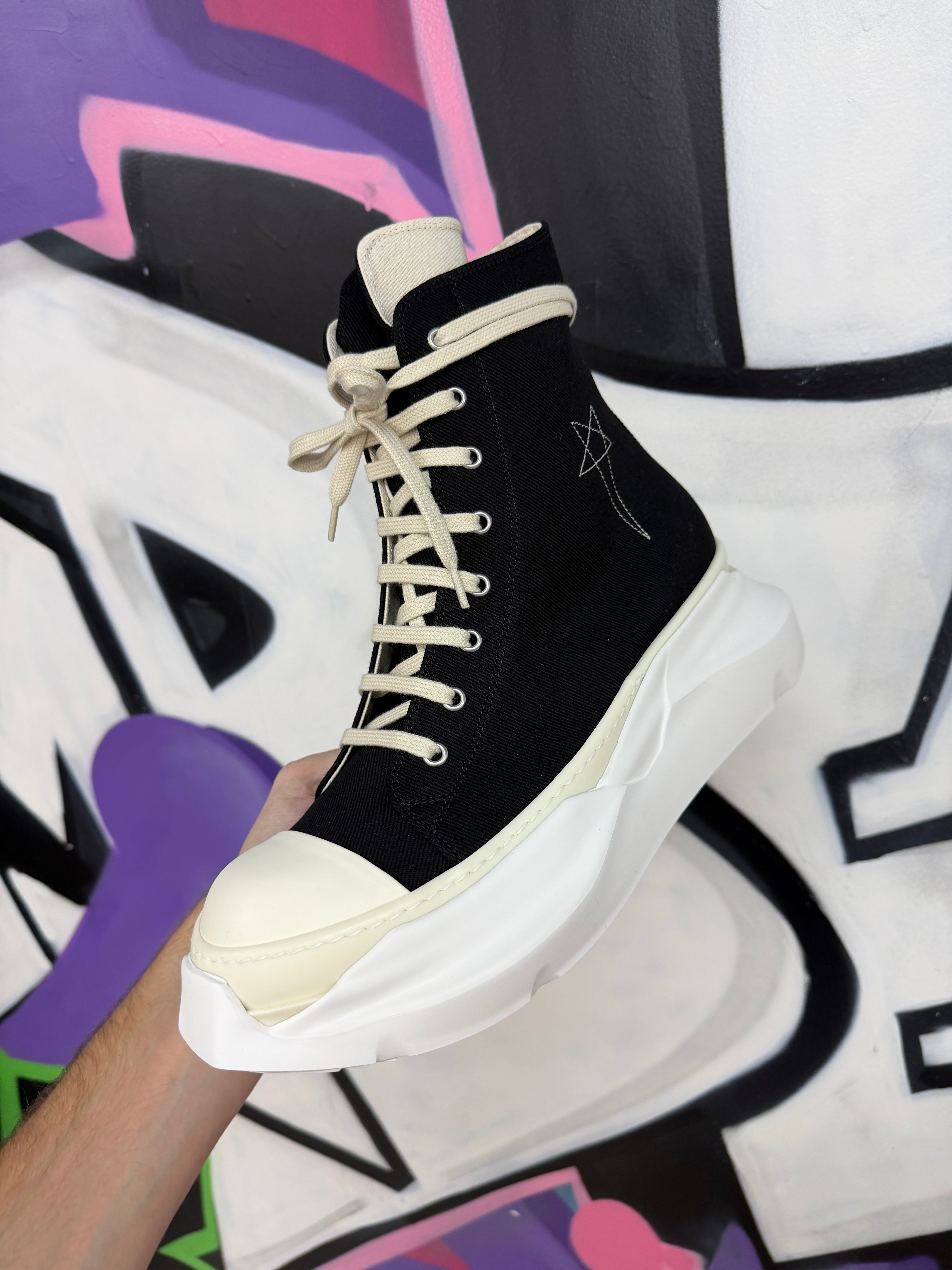 Rick Owens Abstract High Black Sneakers
