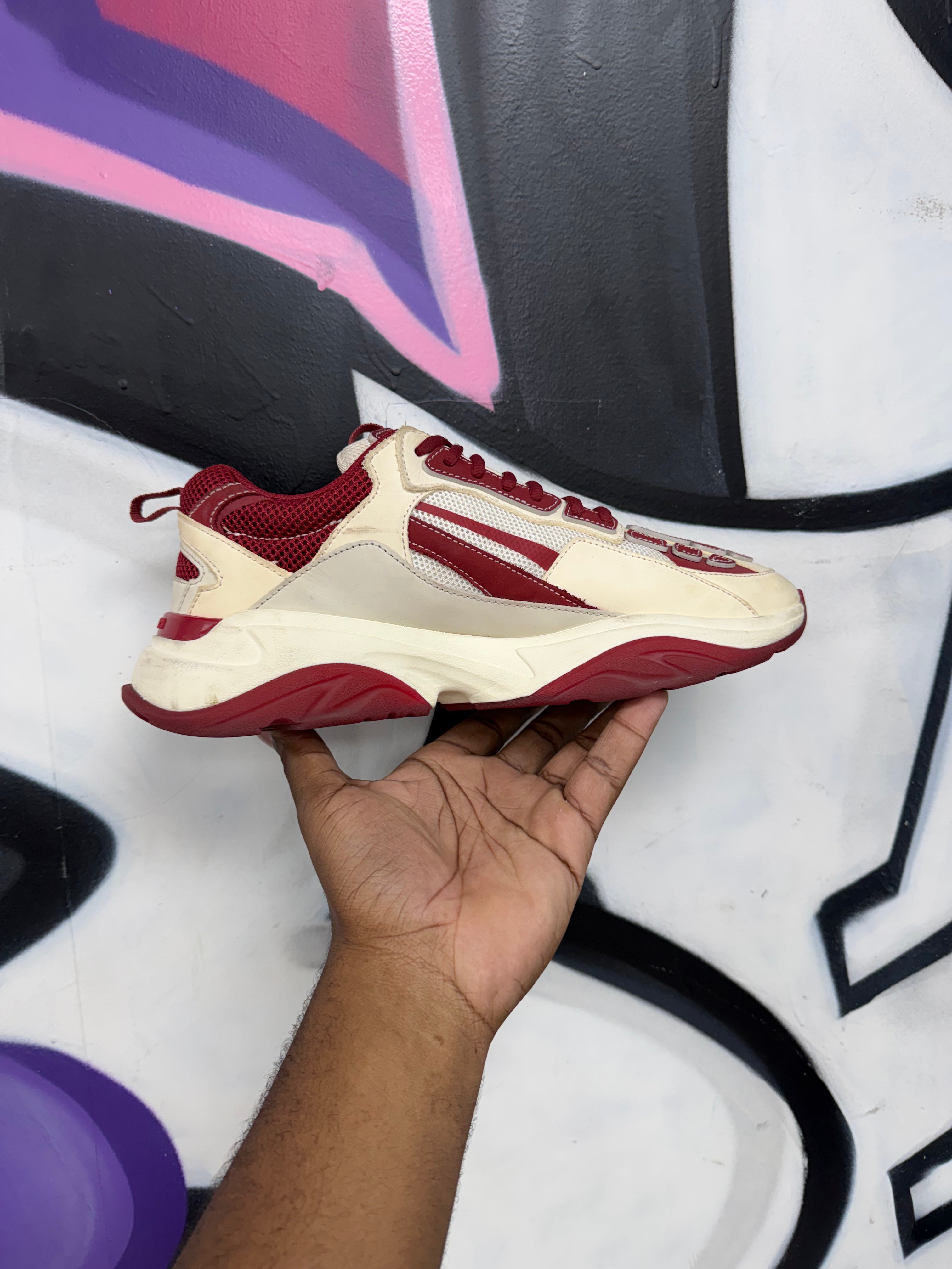 Amiri Maroon Cream Bone Runner Sneakers