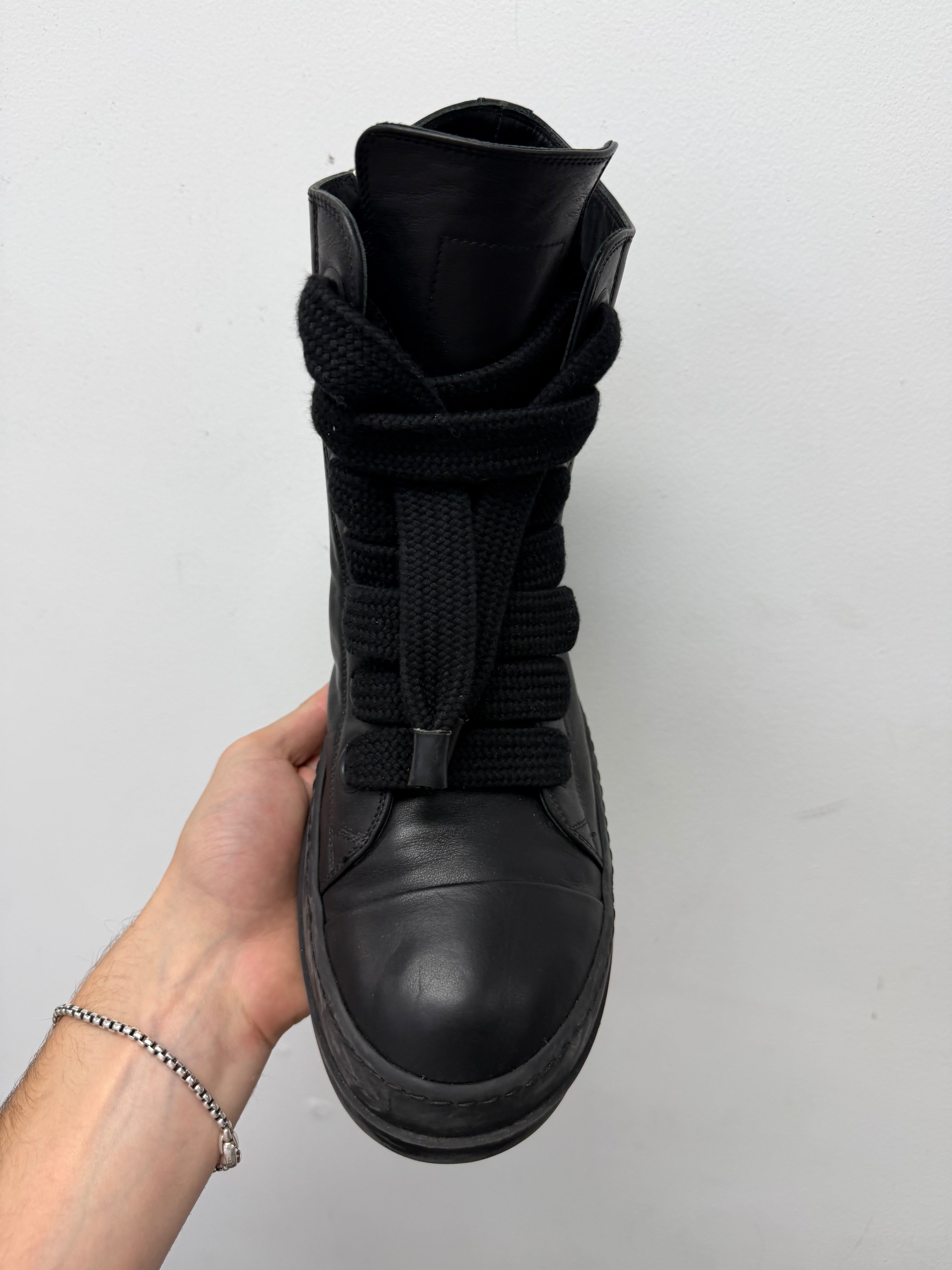 Rick Owens Black Mainline Hi Jumbo Lace Sneakers