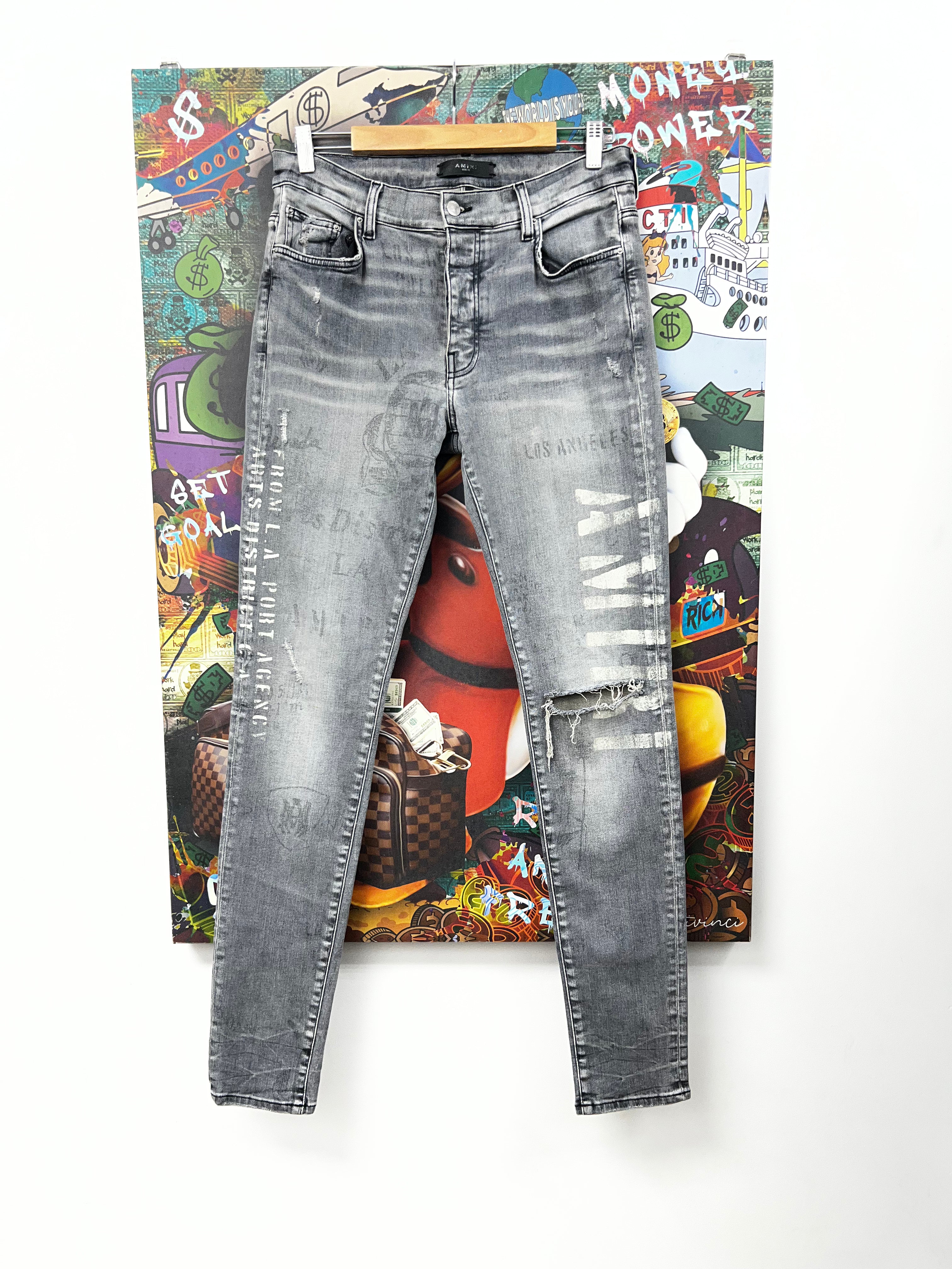 Amiri Grey Stencil Jeans