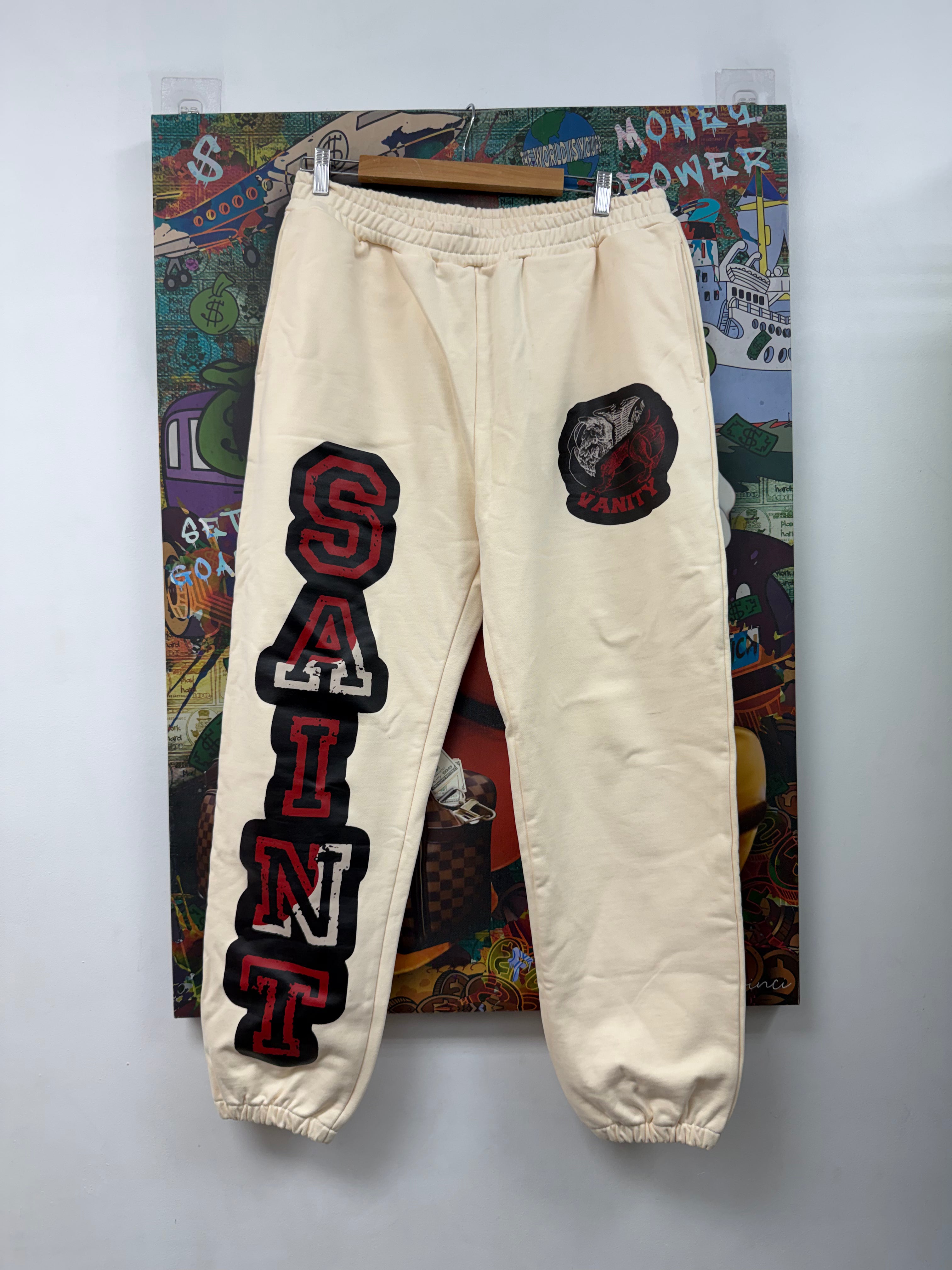 Saint Vanity Cream Red Sweatpants