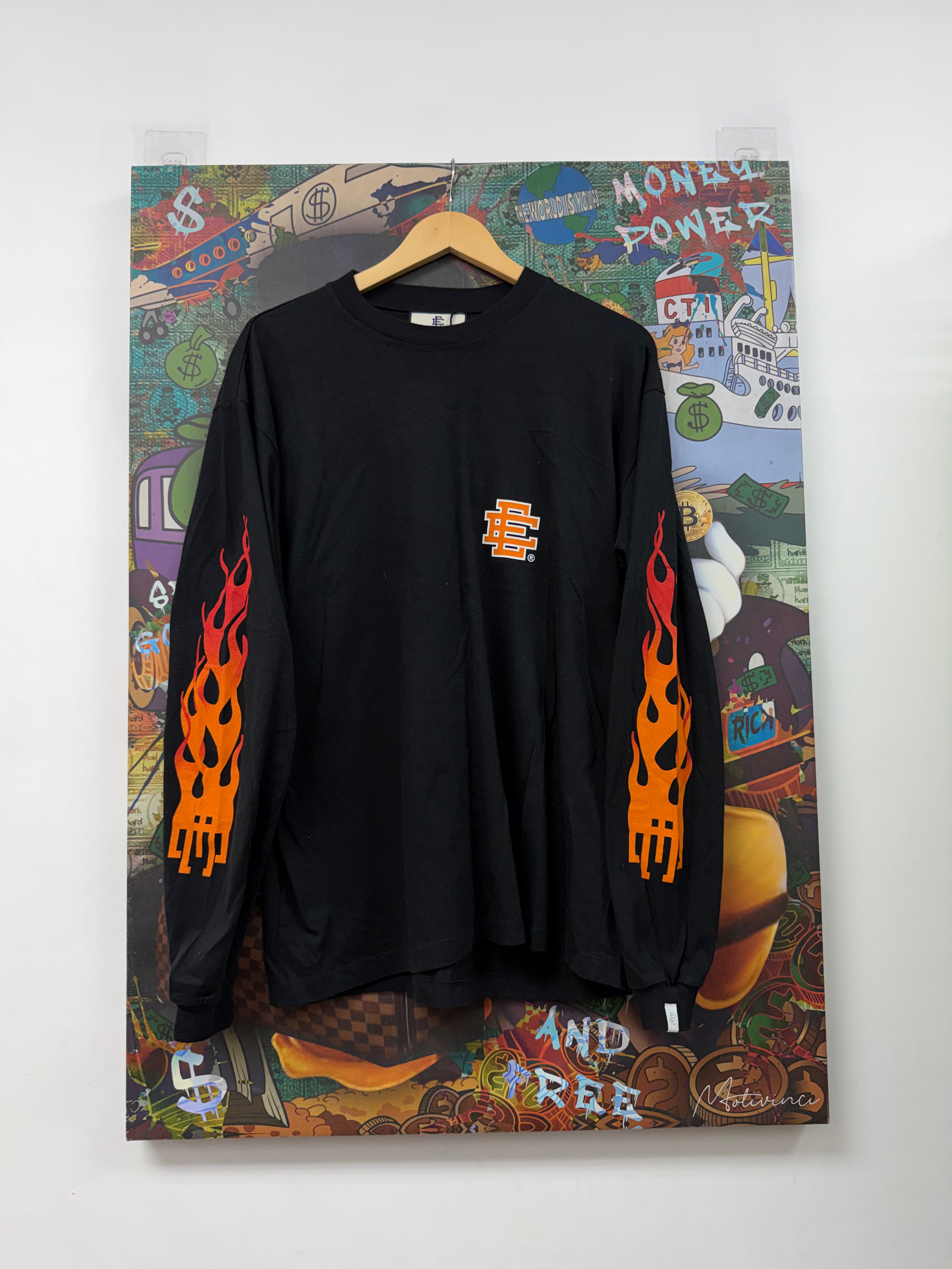 Eric Emanuel Black Orange Flames LS Tee