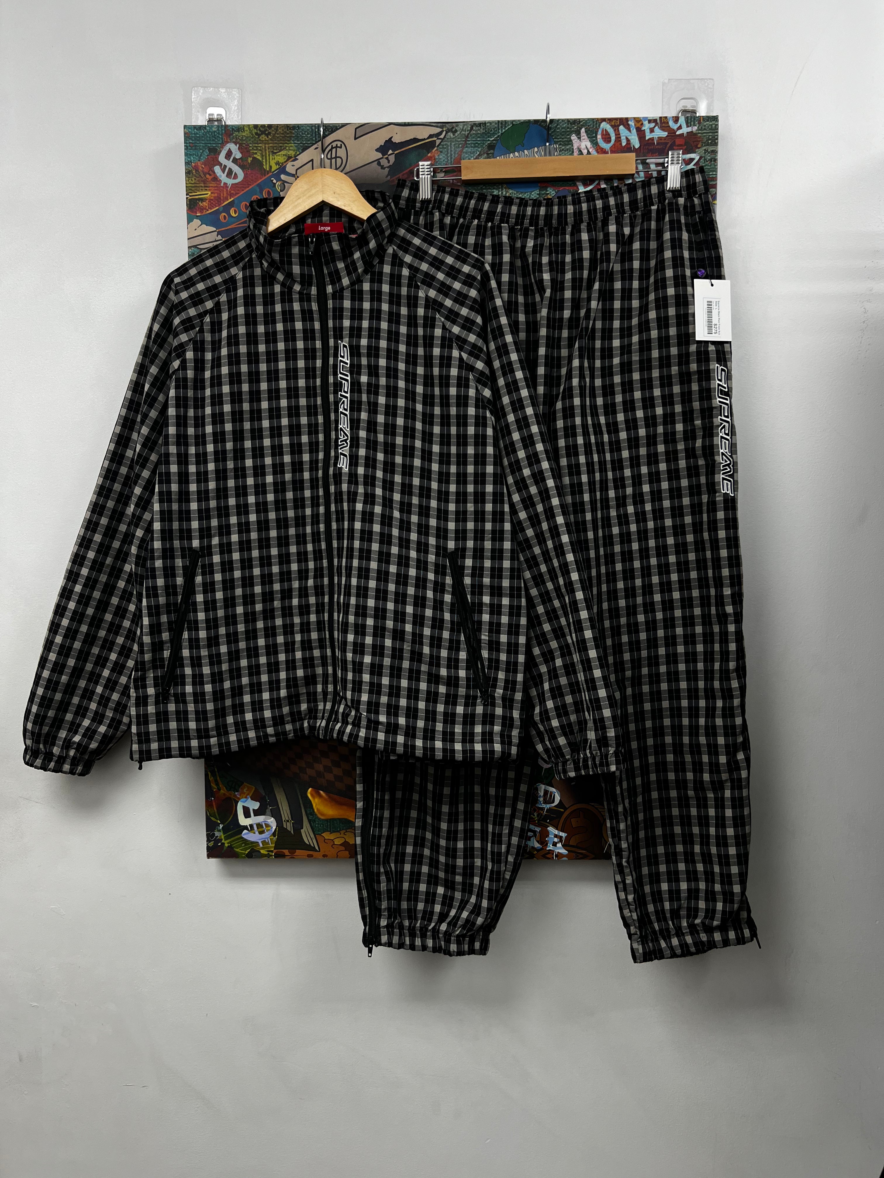 Supreme Black Plaid Track Suit
