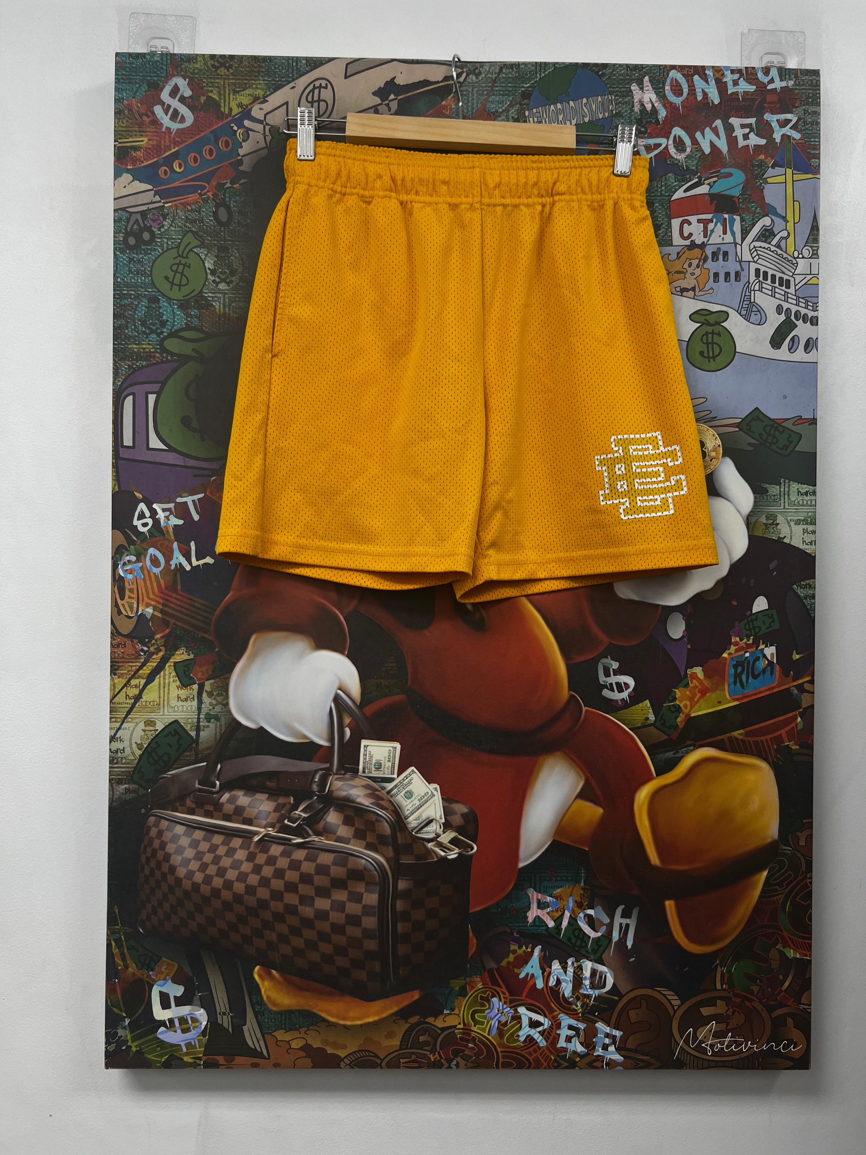 Eric Emanuel Yellow White Basics Shorts