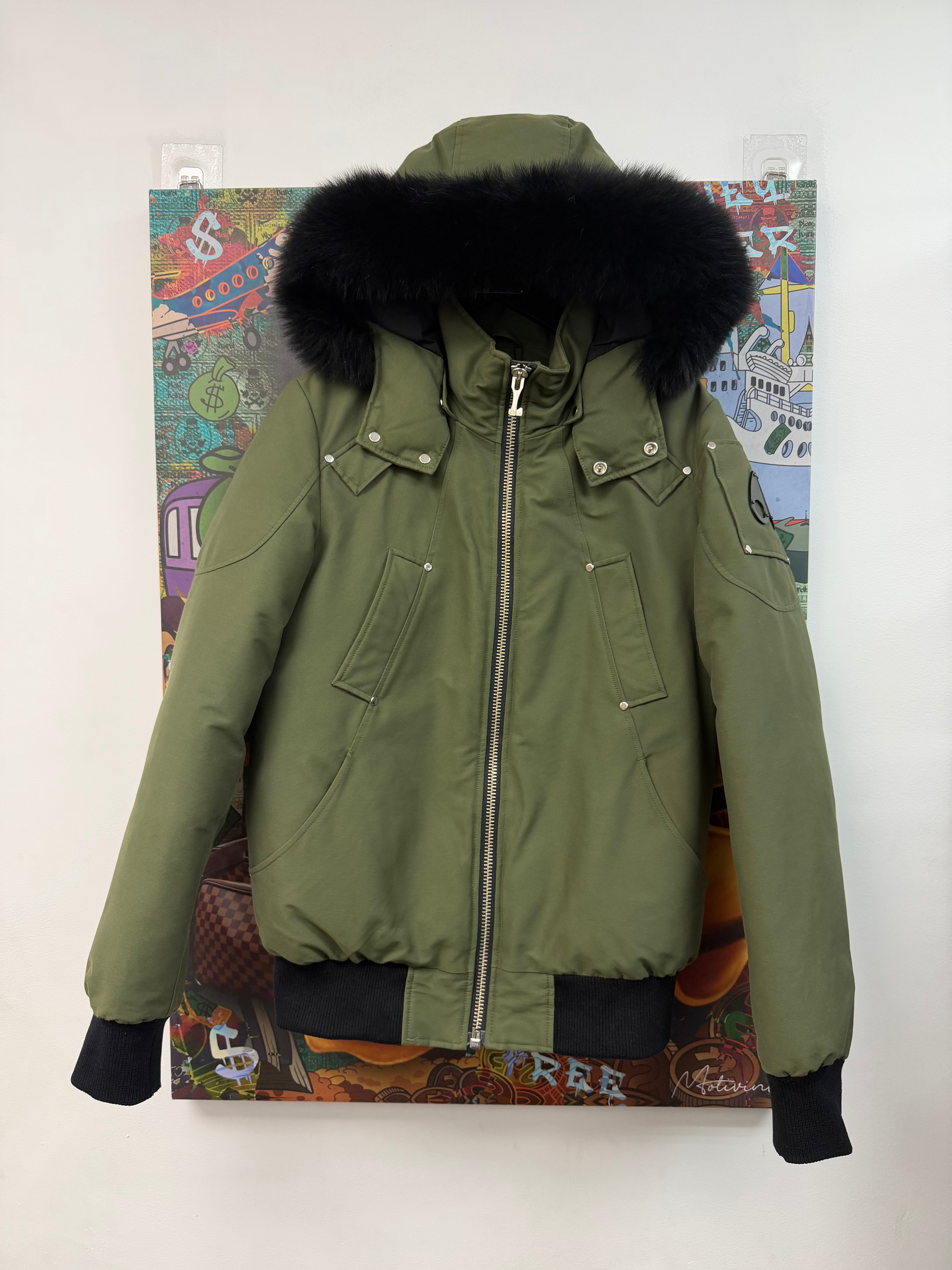 Moose Knuckles Olive Bomber Jacket