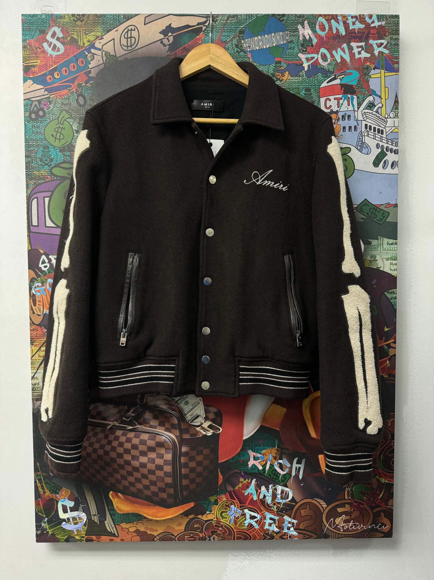 Amiri Bone Varsity Jacket Brown Used 46 (Small) N/A