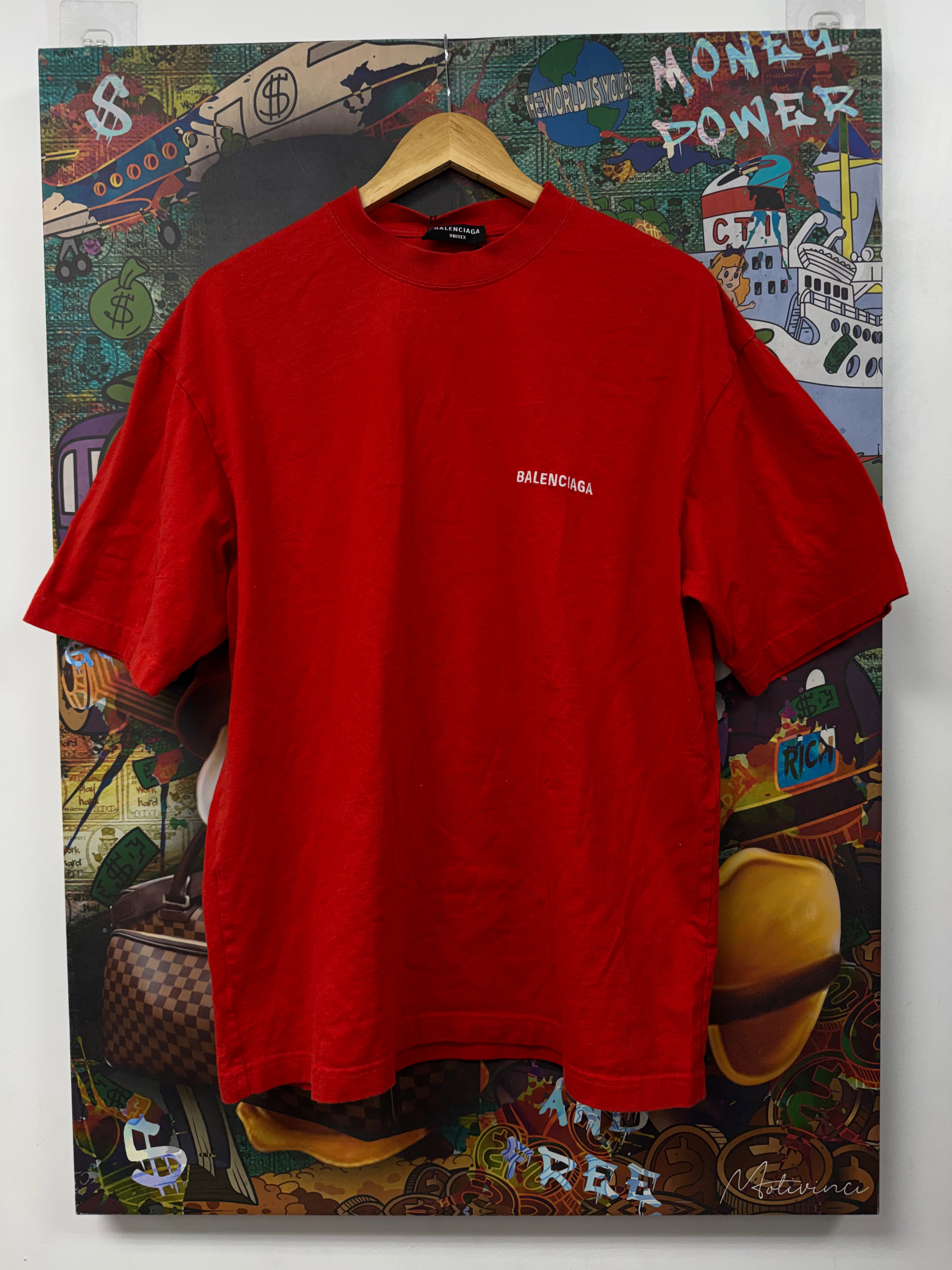 Balenciaga Red White Logo Tee