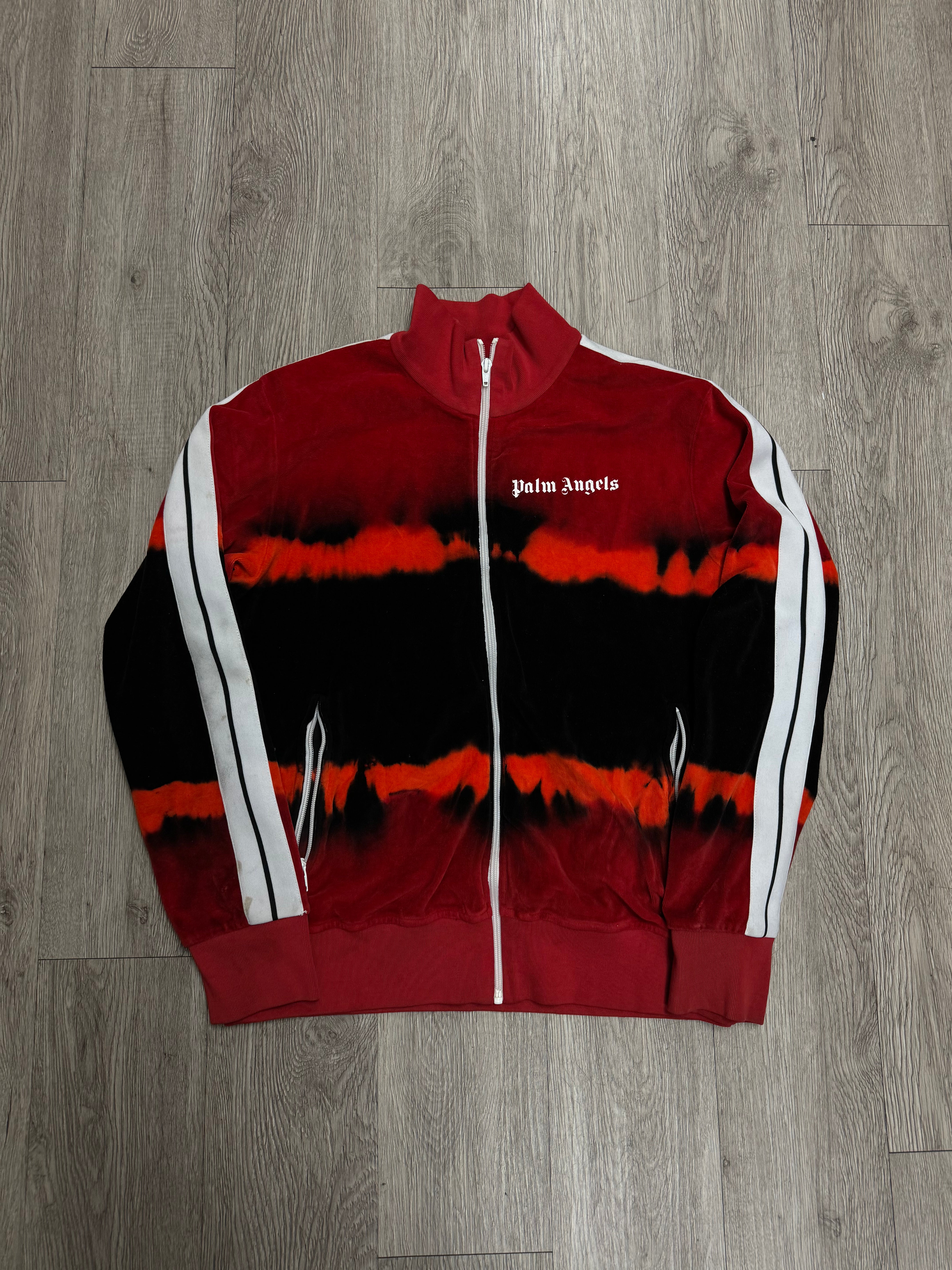 Palm Angels Red Black Orange Velour Track Jacket