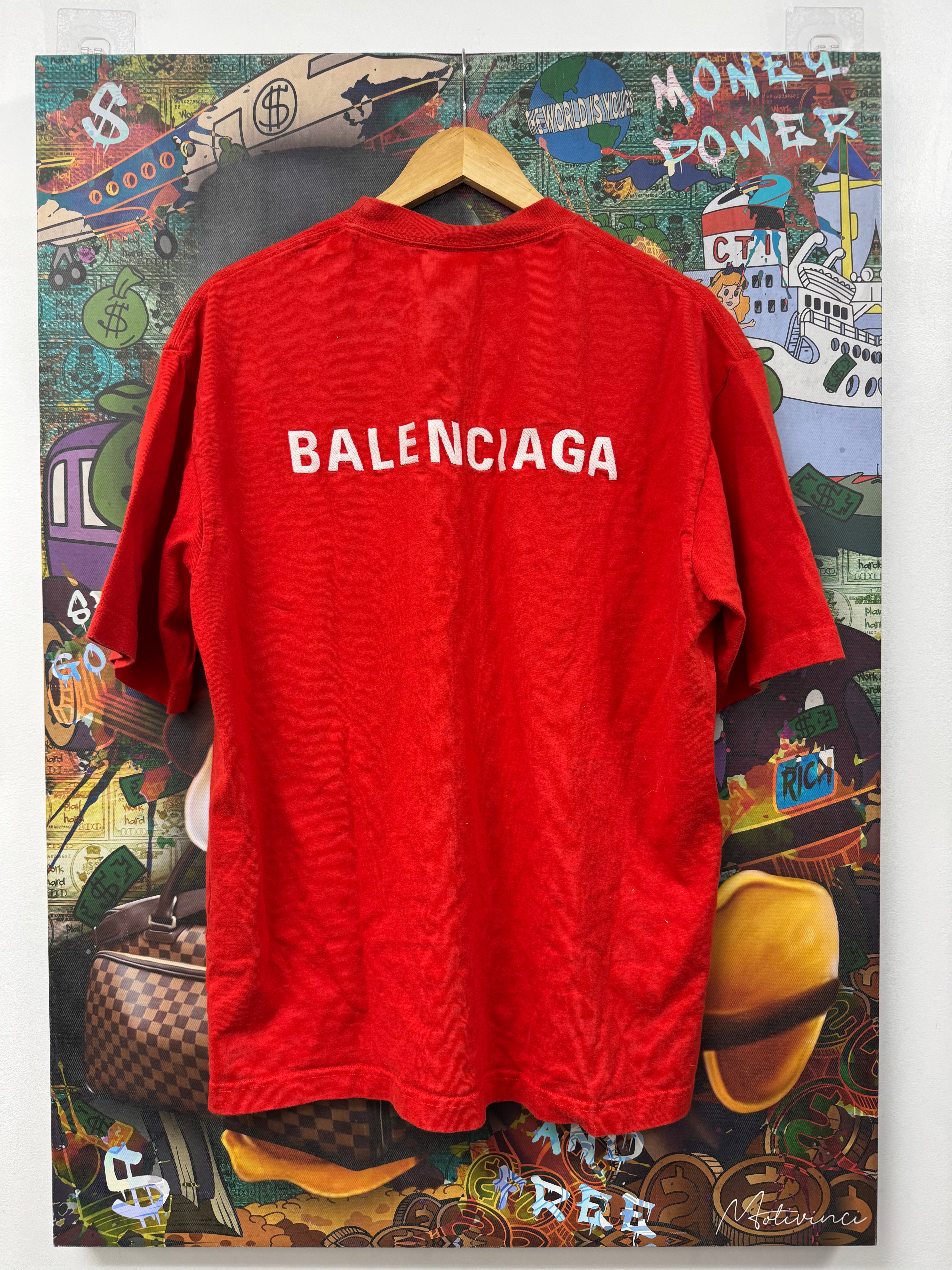 Balenciaga Red White Logo Tee