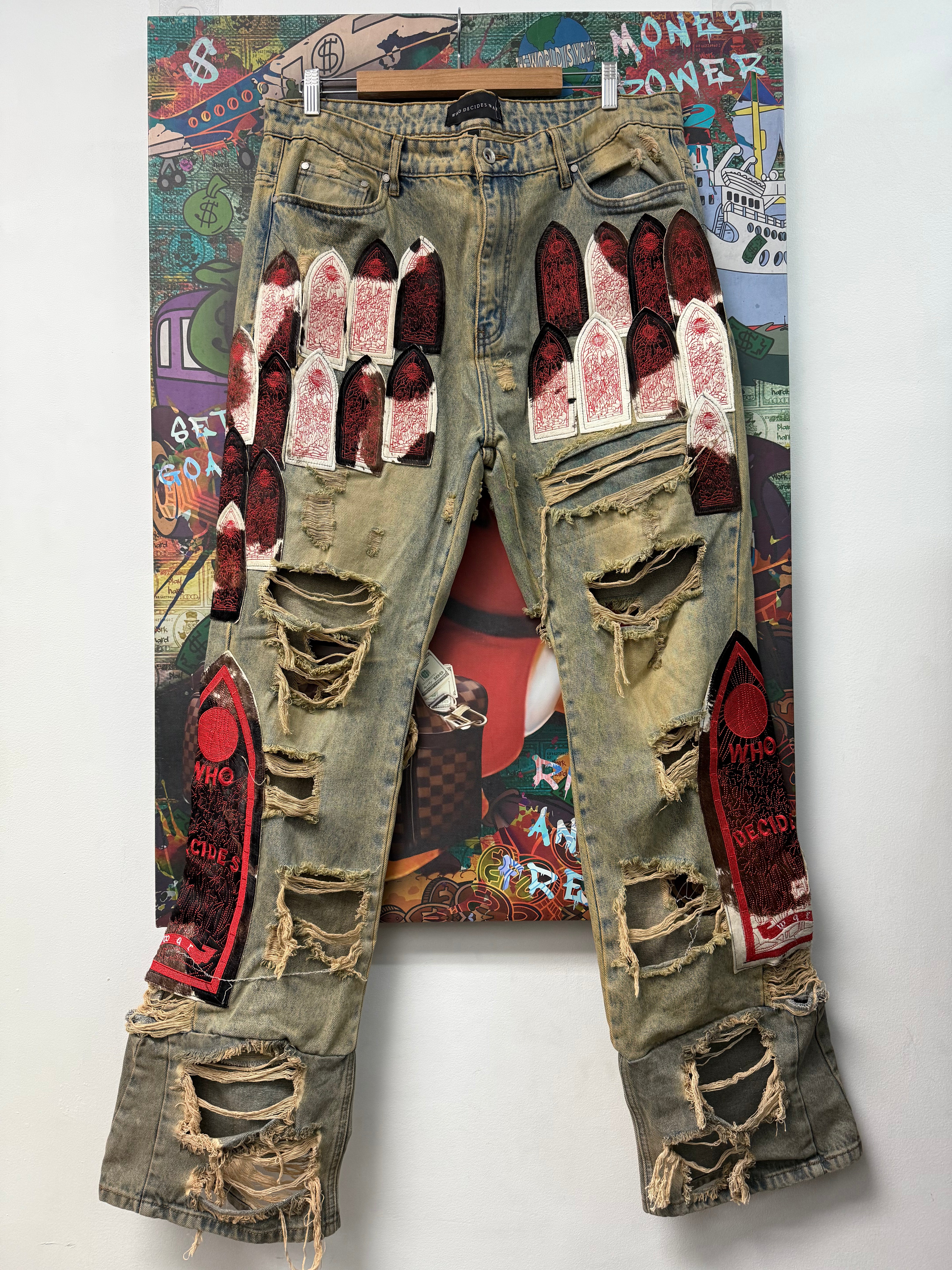 Who Decides War Red Arced Window Jeans