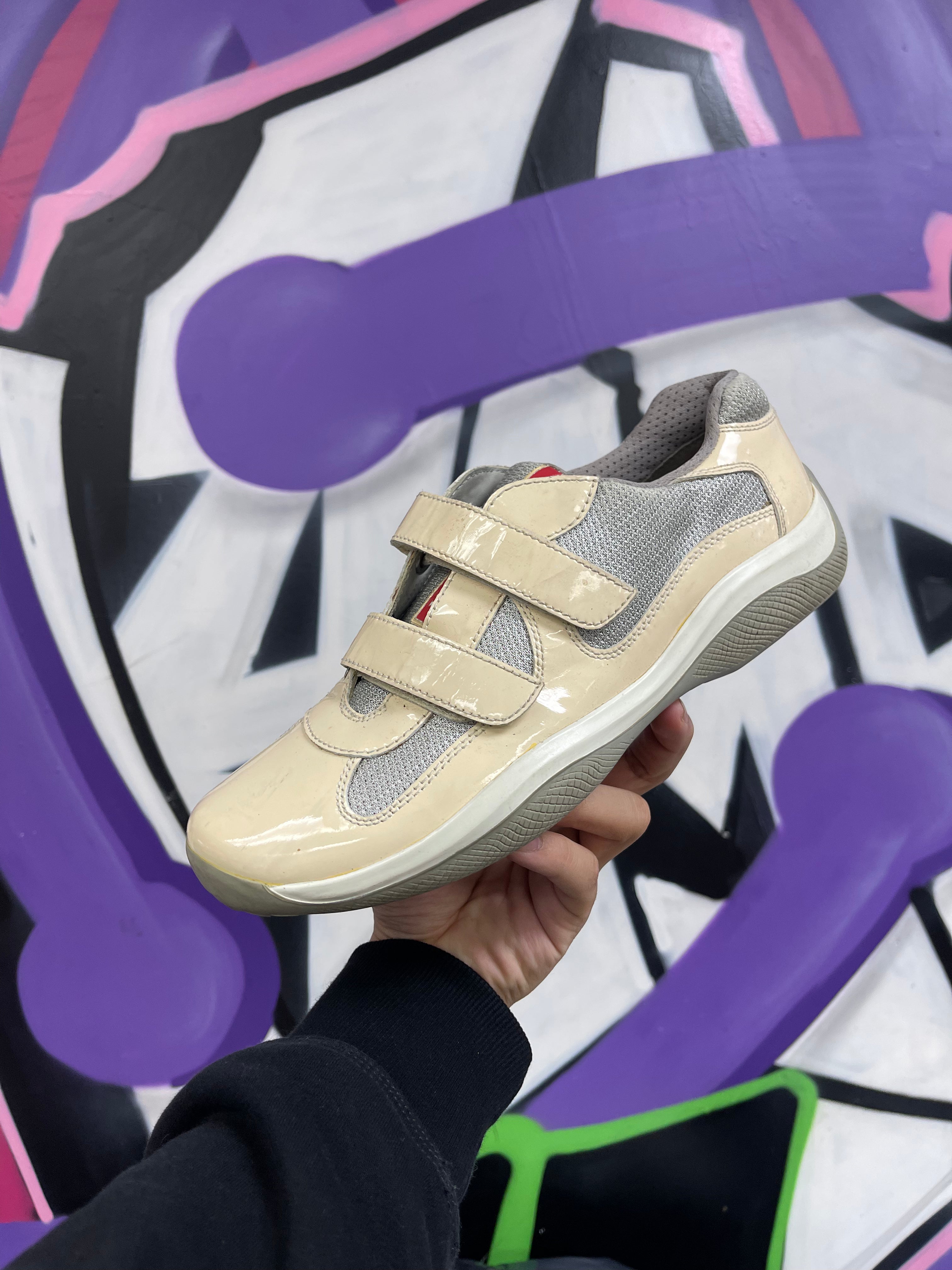 Prada Cream Strap America's Cup Sneakers