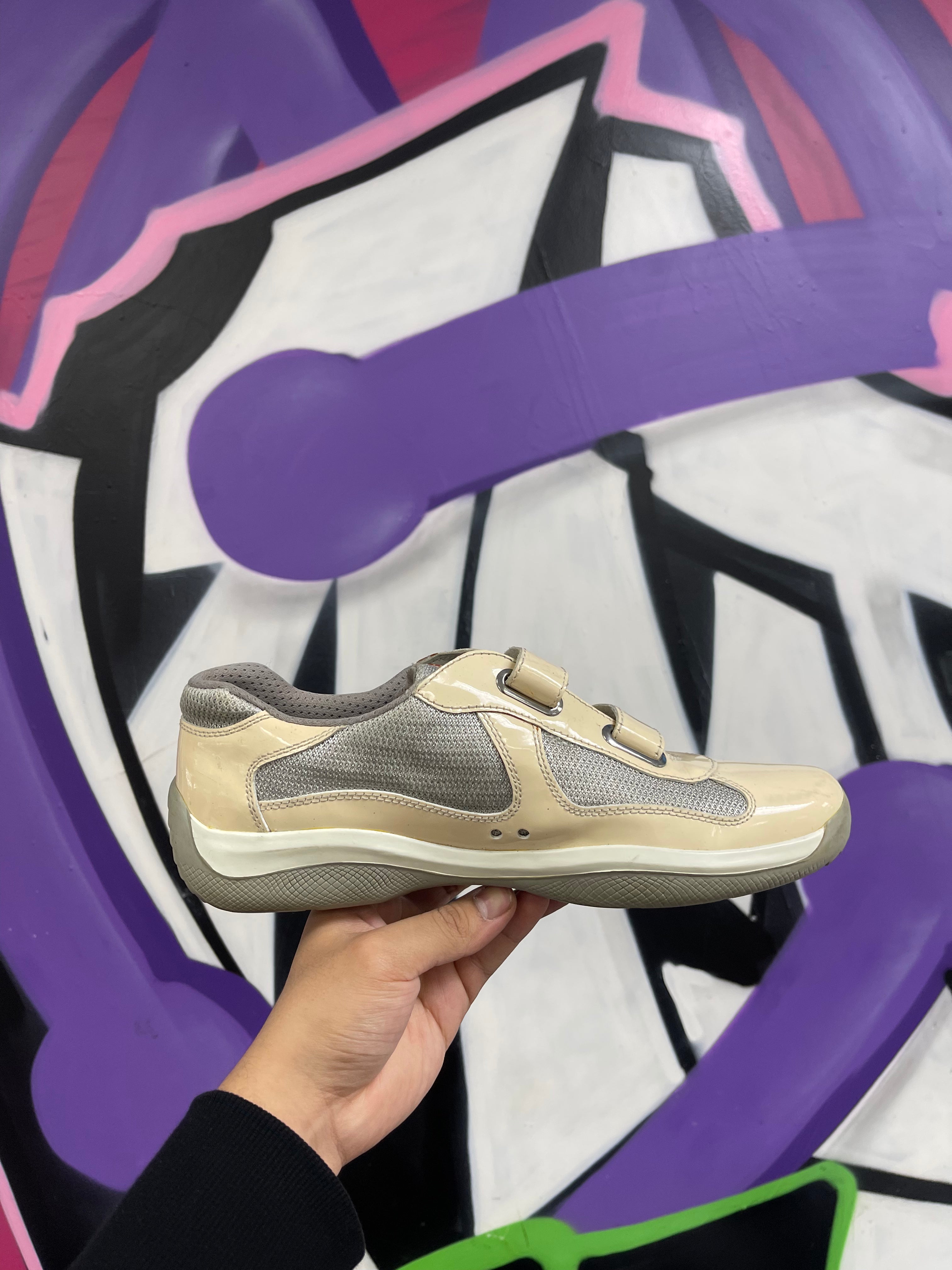 Prada Cream Strap America's Cup Sneakers