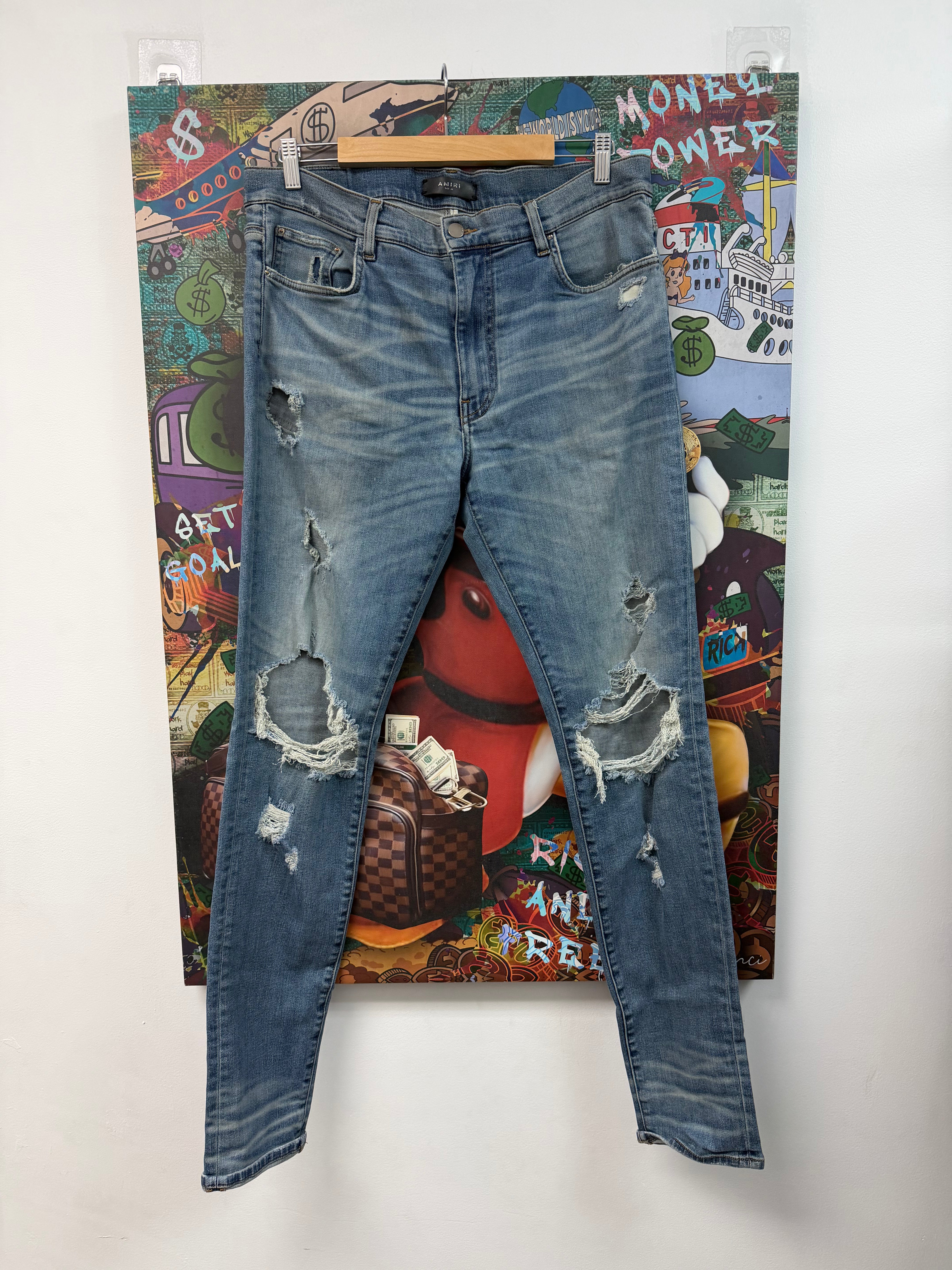 Amiri Thrasher Blue Rips Jeans