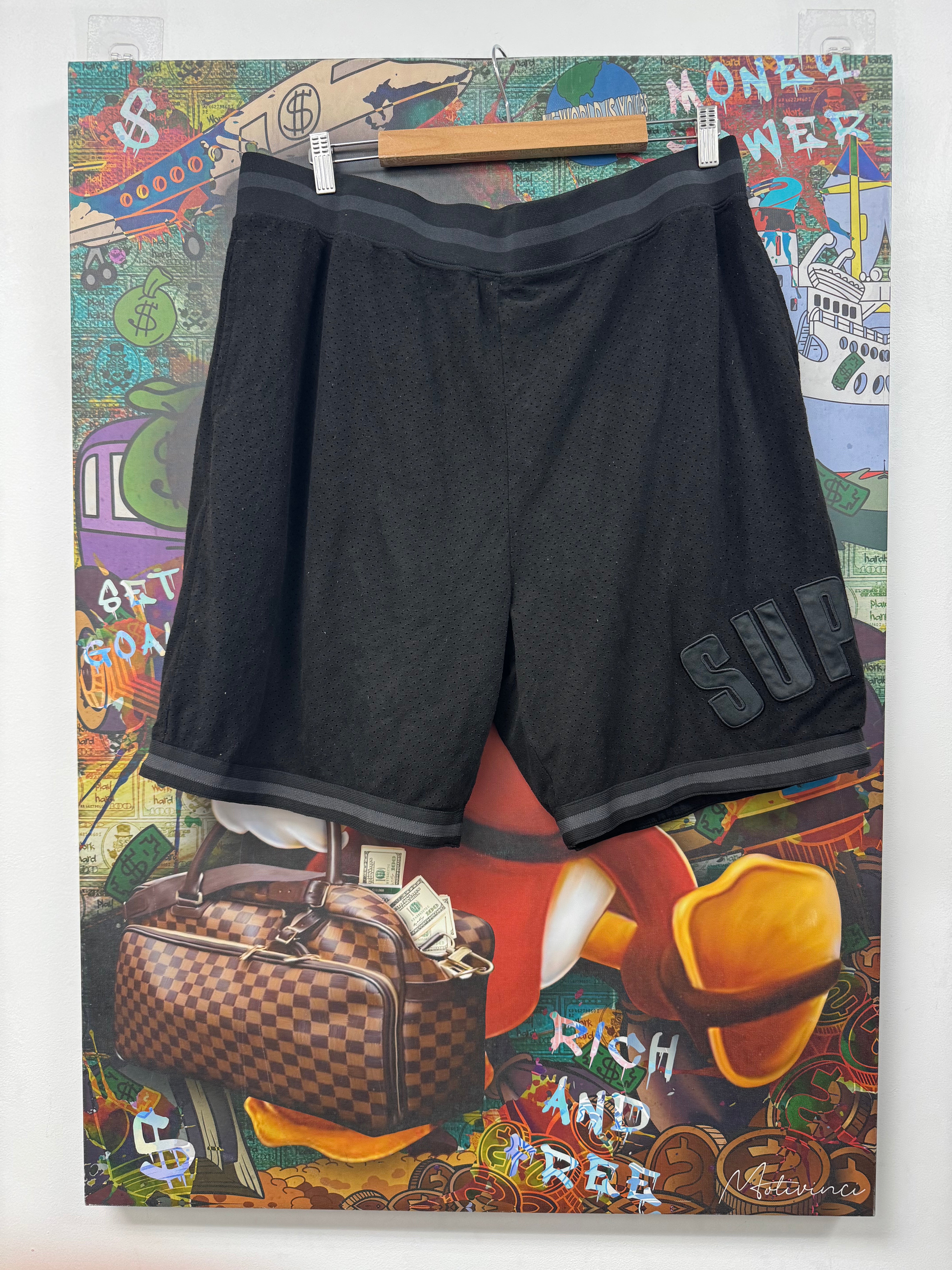 Supreme Black Tonal Arch Logo Shorts