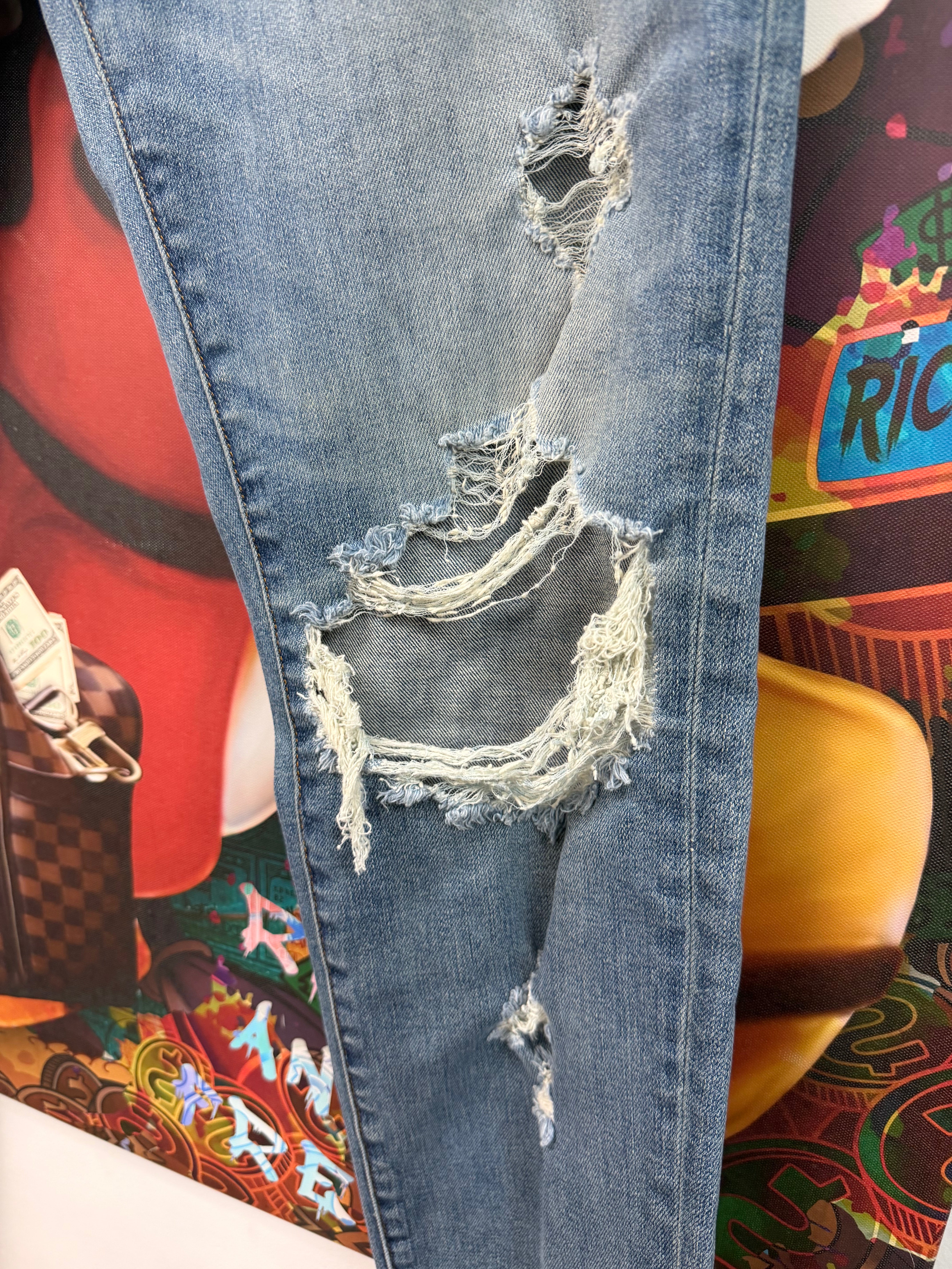 Amiri Thrasher Blue Rips Jeans