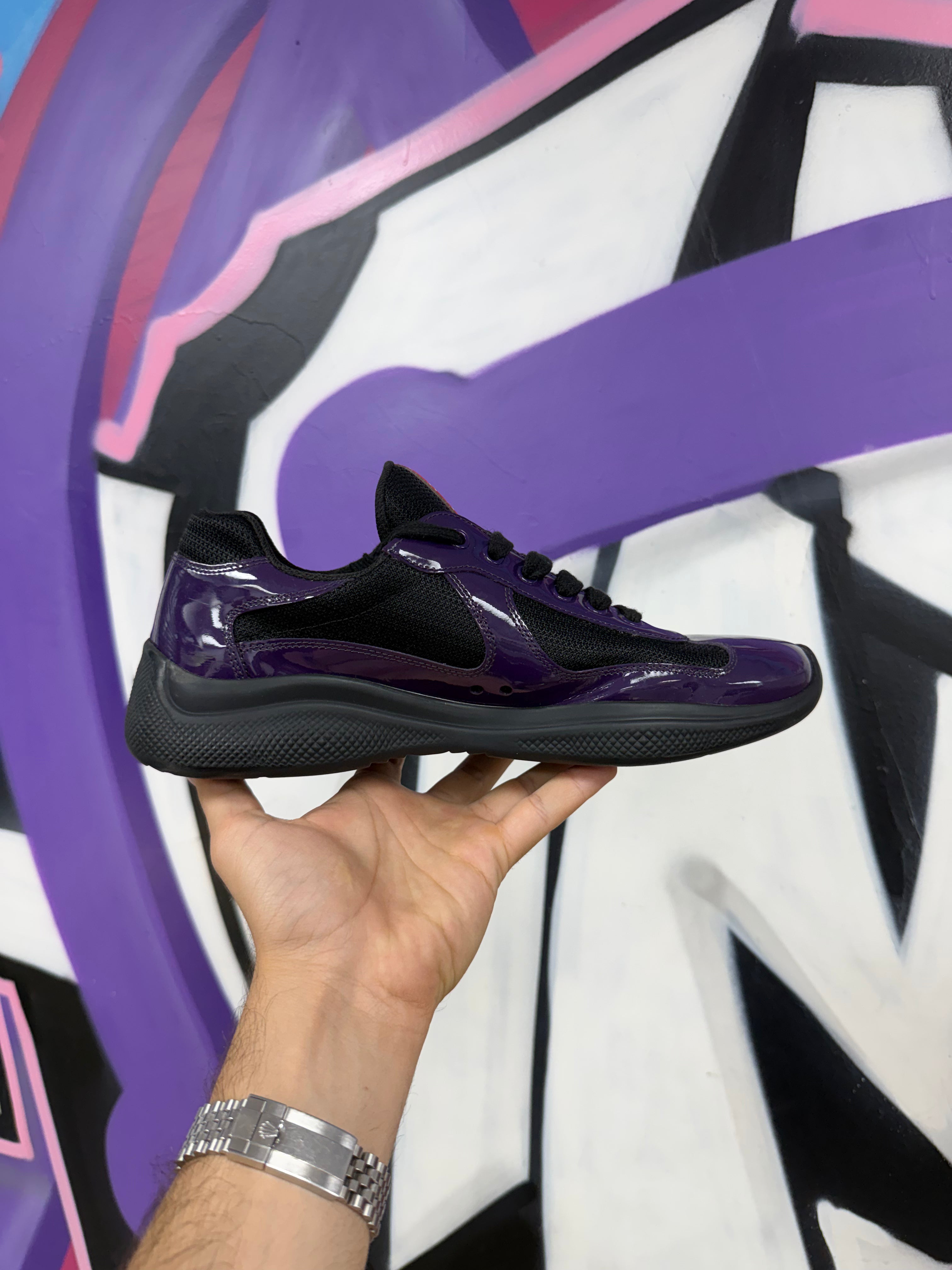 Prada Black Purple Cups Sneakers